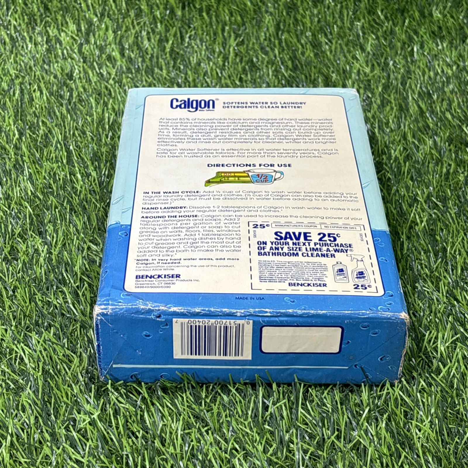 Vintage Calgon Water Softener 40 Oz NOS Full Box Laundry Detergent Additive
