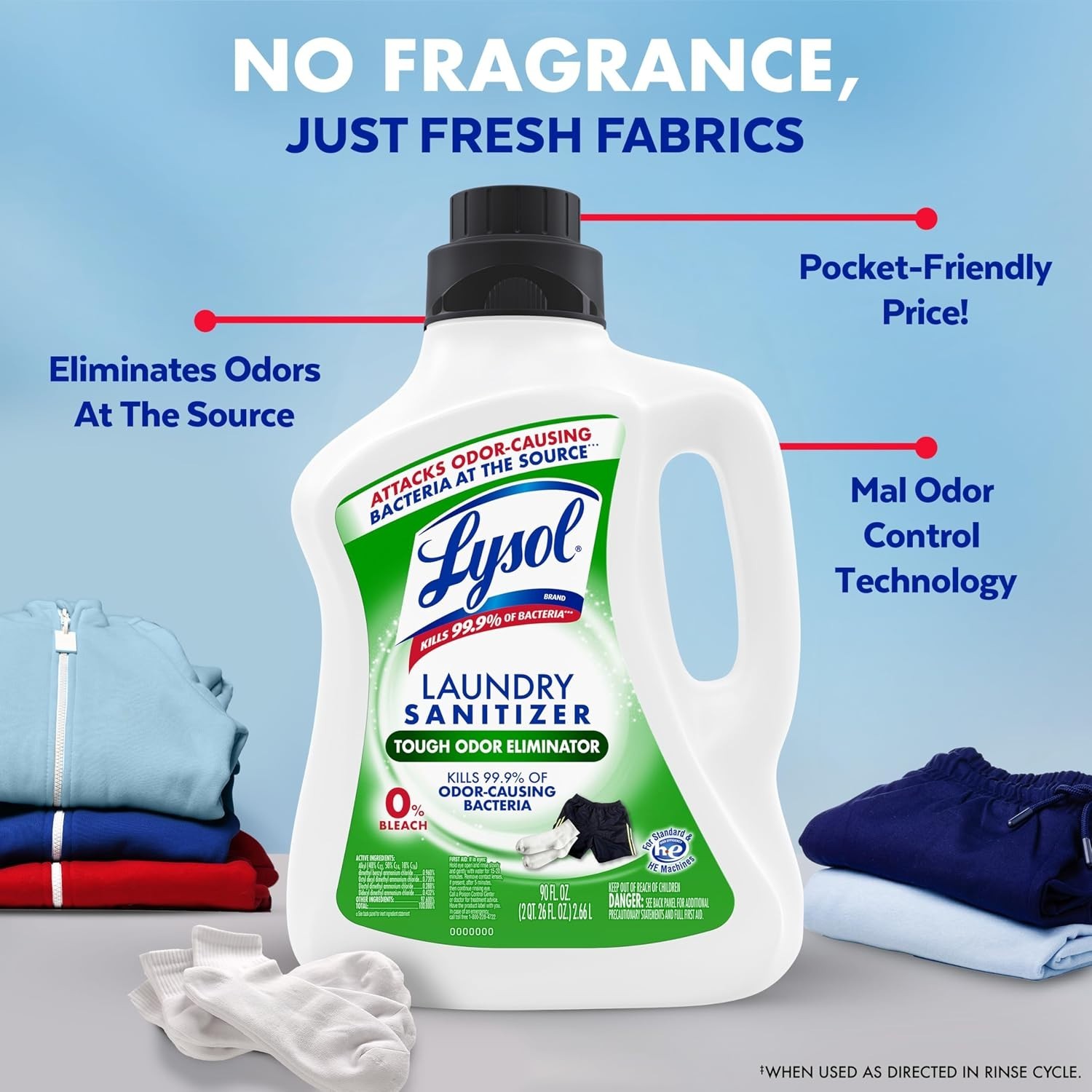 Tough Odor Eliminator Laundry Sanitizer Additive, Sanitizing Liquid For Gym