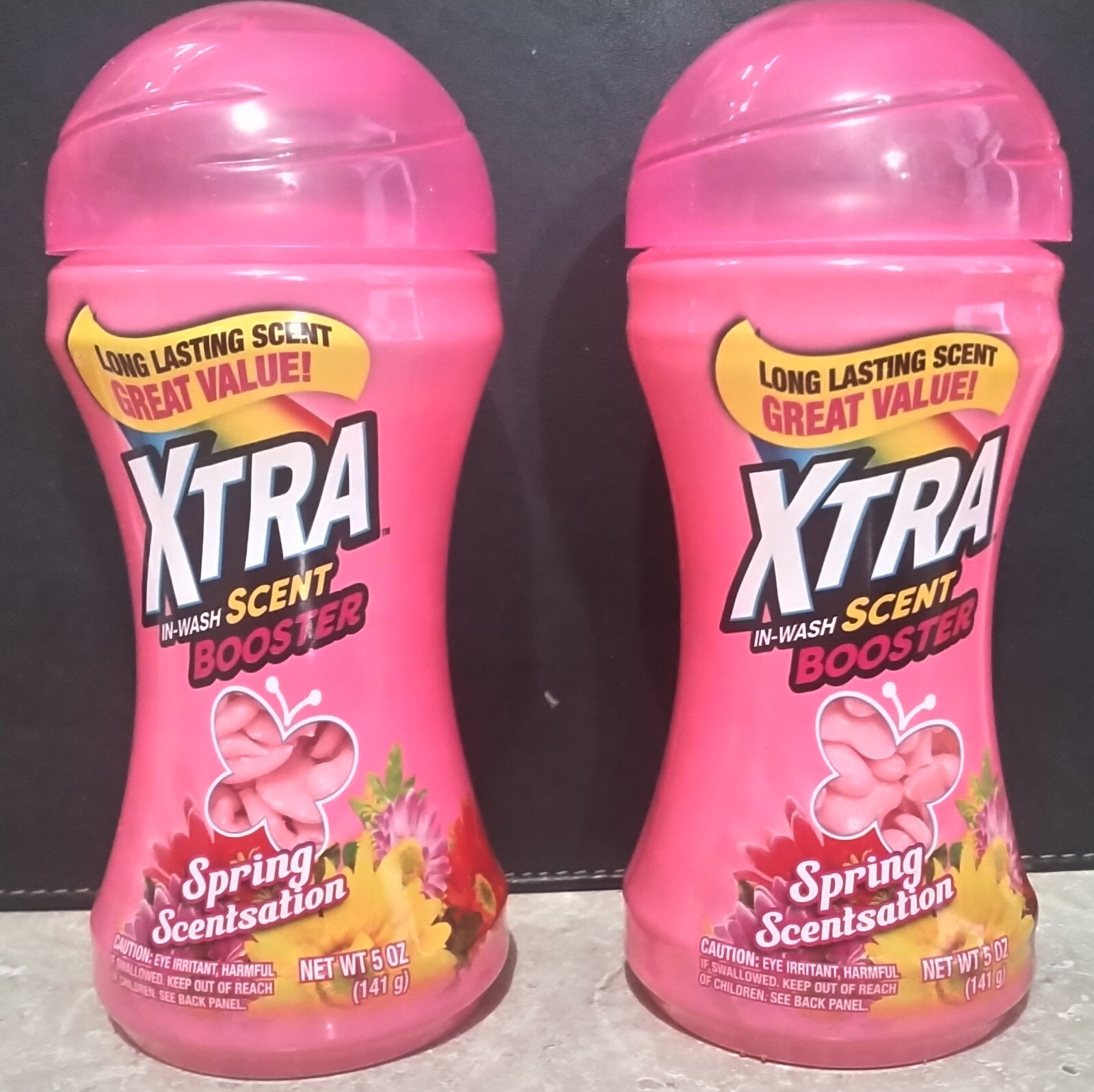 XTRA In-Wash Scent Booster Beads Spring Scentsation 5 Oz Bottles Set of 2