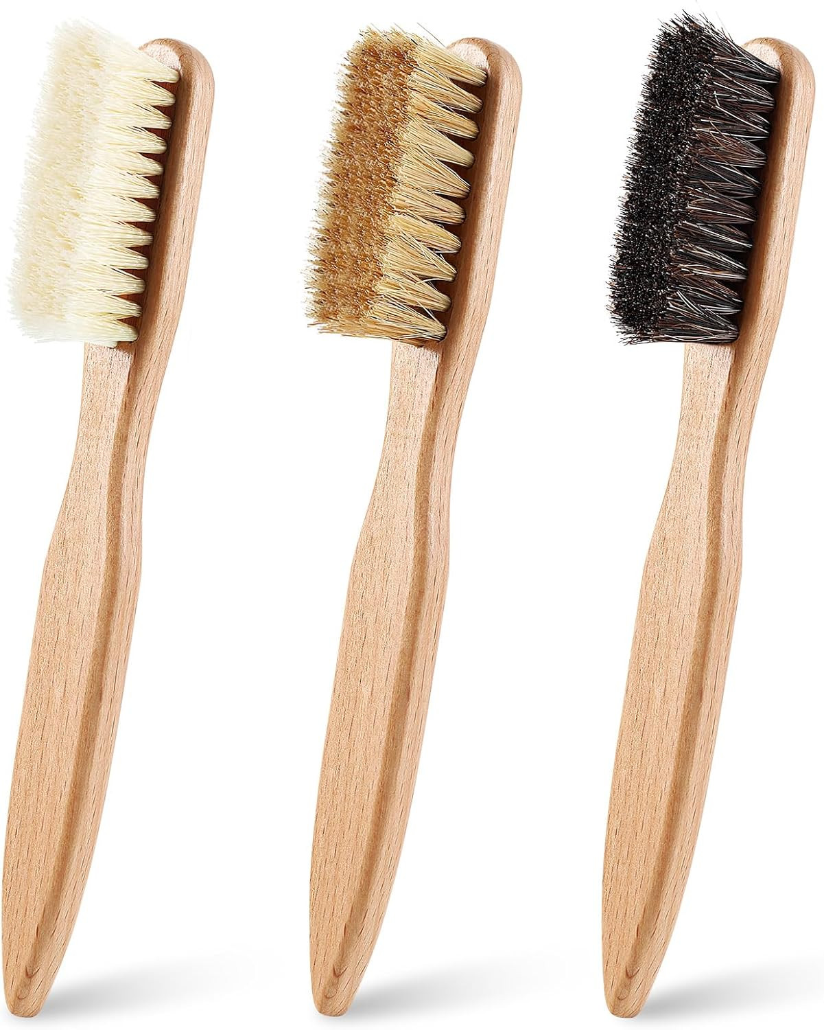 3 Pcs Wood Laundry Stain Brush Stain Remover Brushes with Boar Bristle Small …
