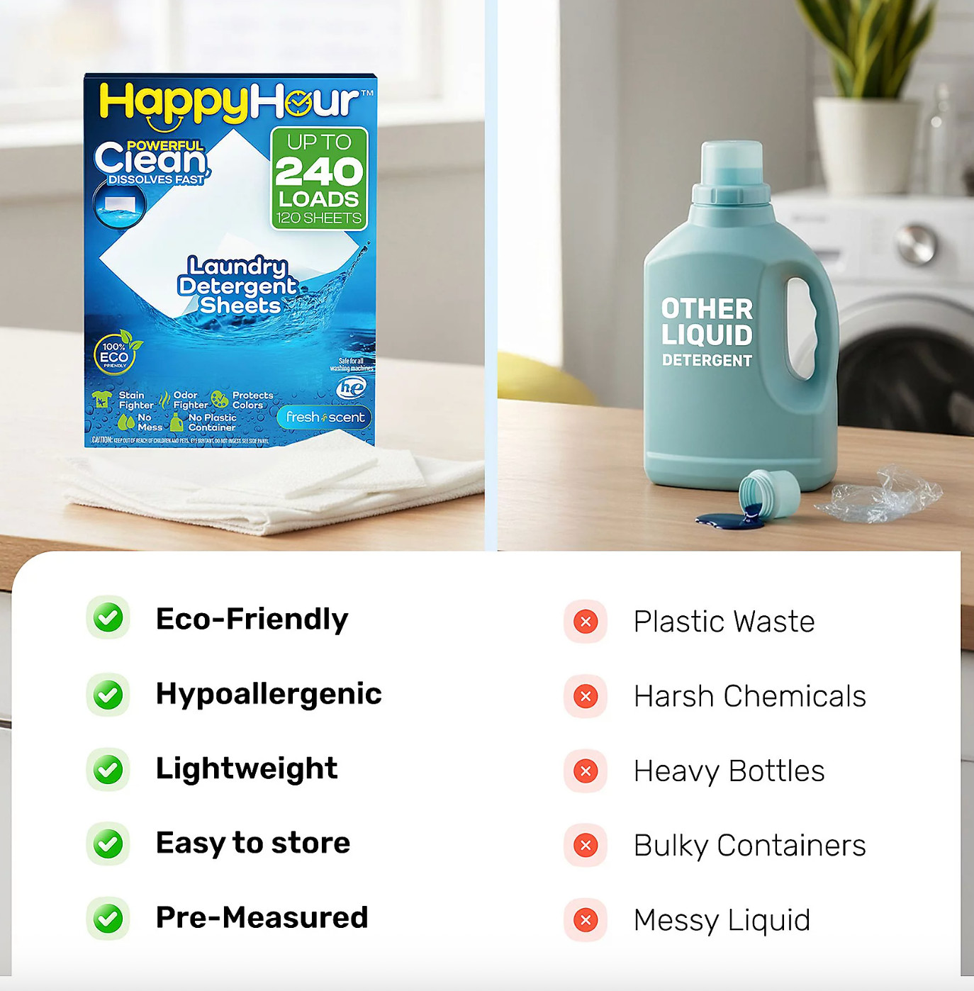 Happy Hour Laundry Detergent Sheets 240 Loads