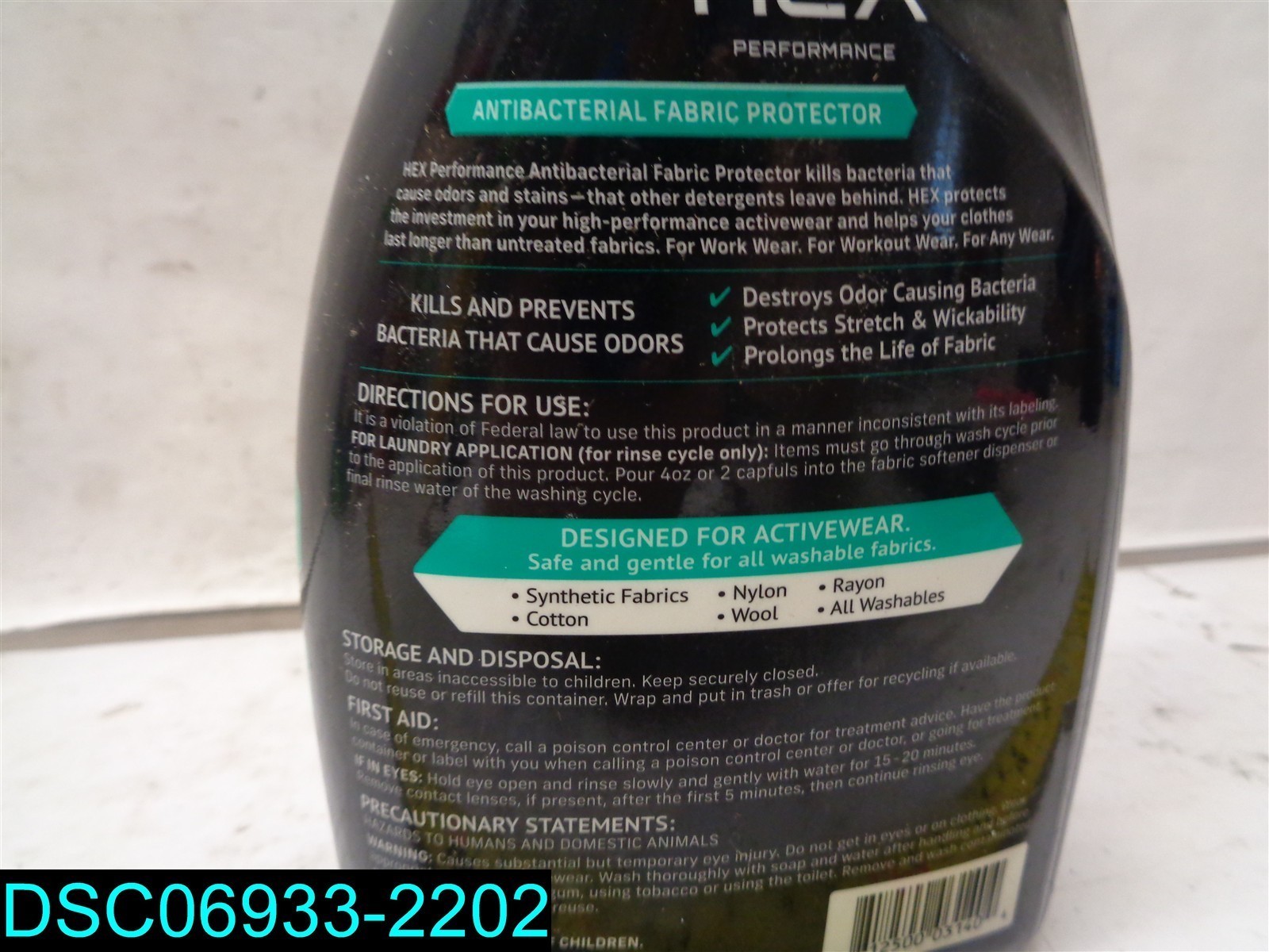 QTY=32oz: HEX Performance Antibacterial Fabric Protector Fragrance Free