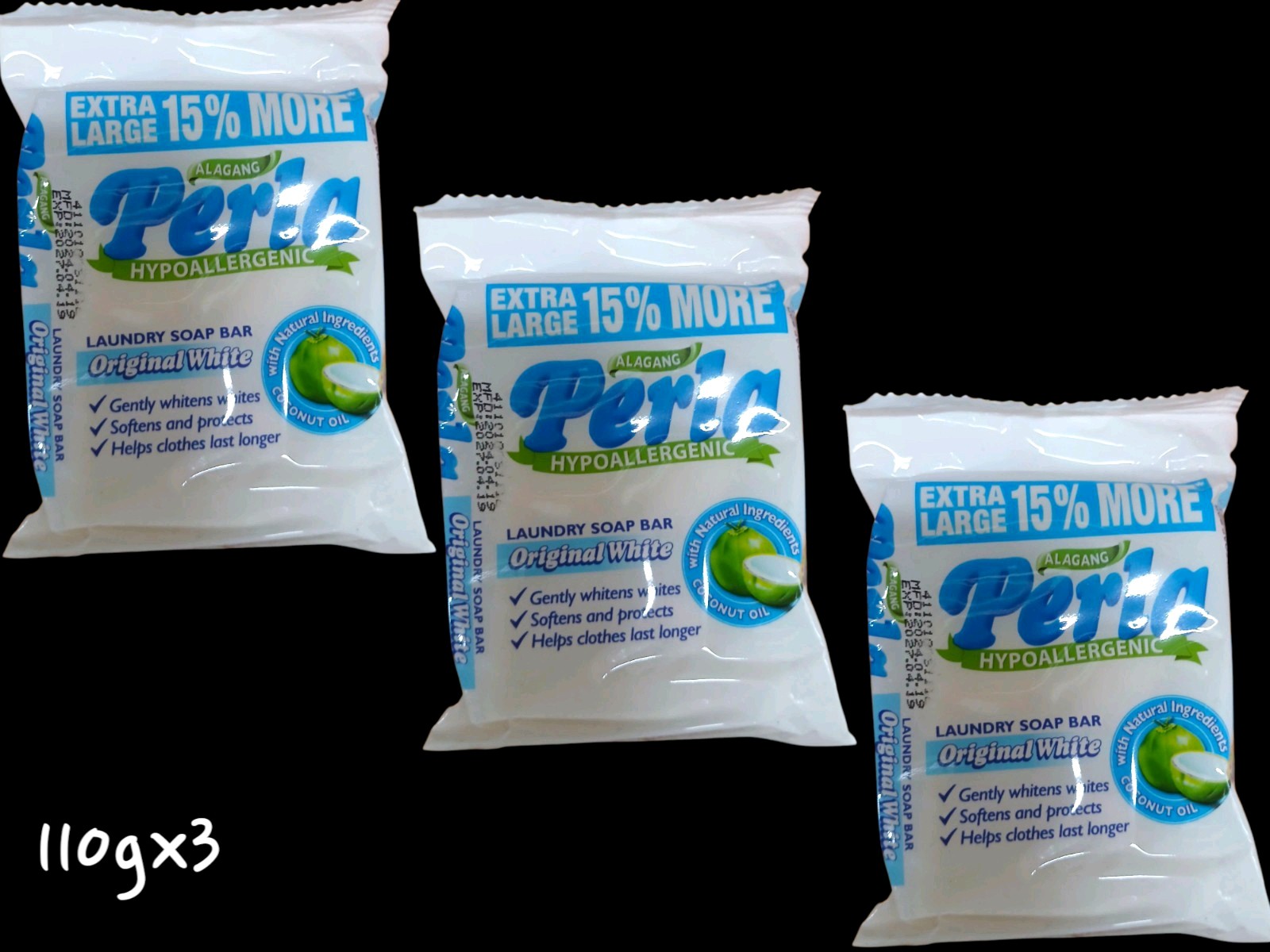 Perla Hypoallergenic Original White Extra 15% More 110gx3