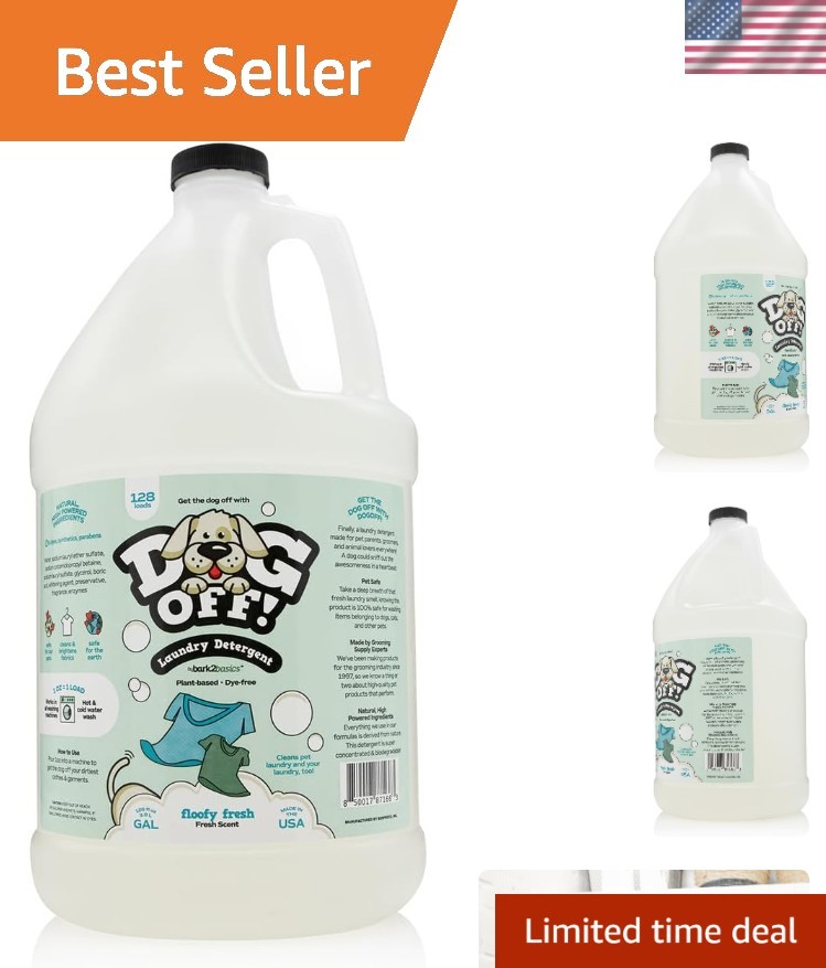 Dog-Off Laundry Liquid Detergent, 1 Gallon – 128 Loads, Dog Friendly, Elimina…