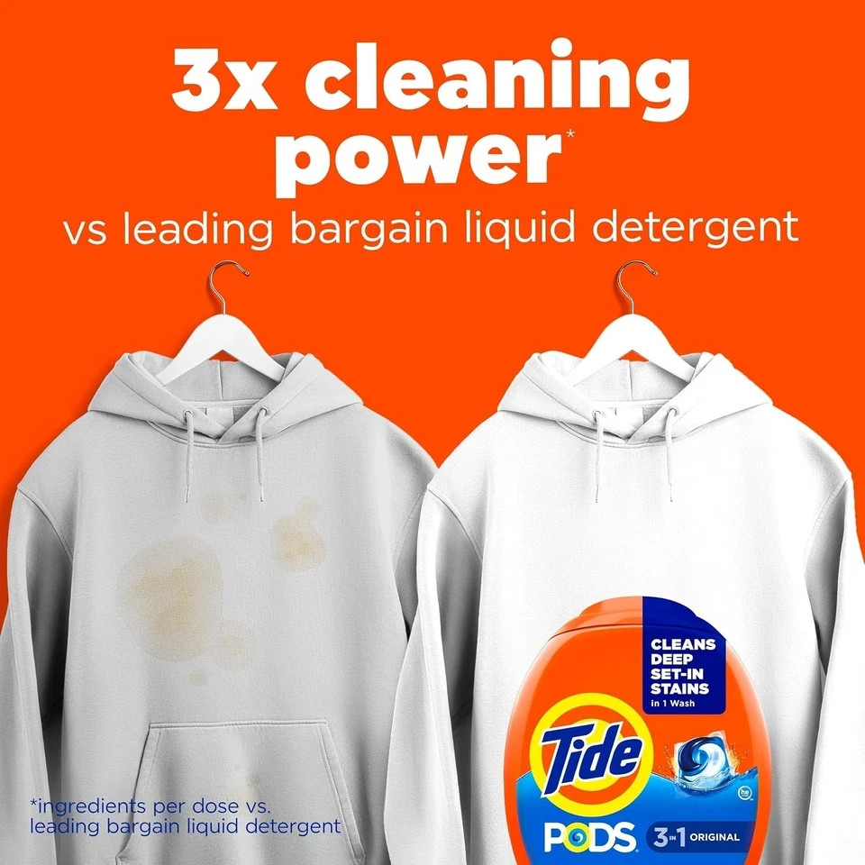 Tide PODS 3 in 1 Laundry Detergent Paks 42 Count Original Scent Stain Remover