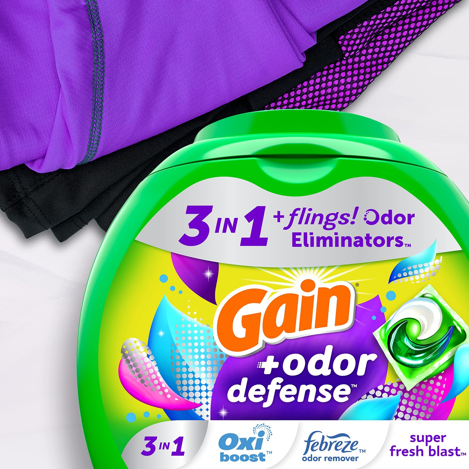Gain Flings Laundry Detergent Pacs with Odor Defense, 102 Count (Pack of 1)