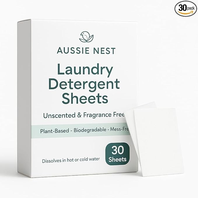 Aussie Nest Plant-Based Laundry Detergent Sheets, 30 Count, Laundry Detergent