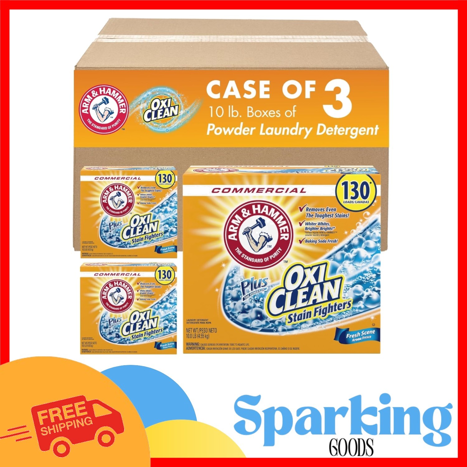 Eco-Friendly OxiClean Powder Laundry Detergent – Fresh Scent Pack of 3, 160 oz