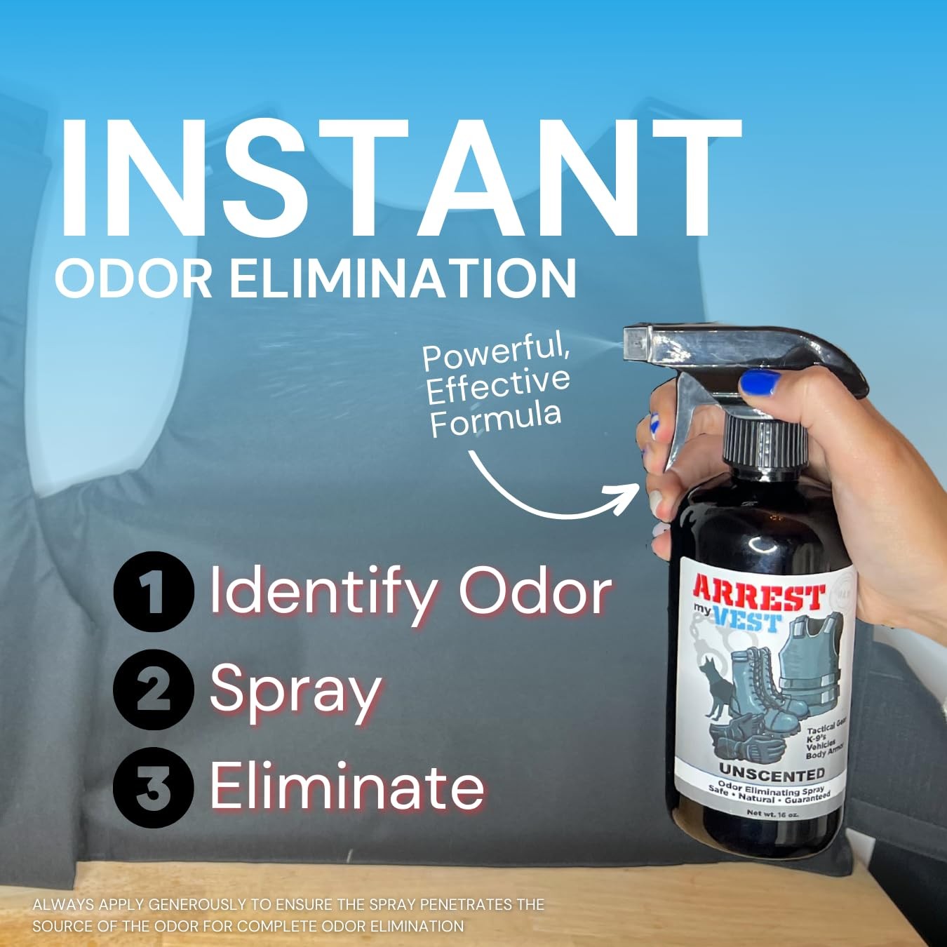 Arrest My Vest Military and Police Grade Odor 16 Fl Oz (Pack of 2), Black