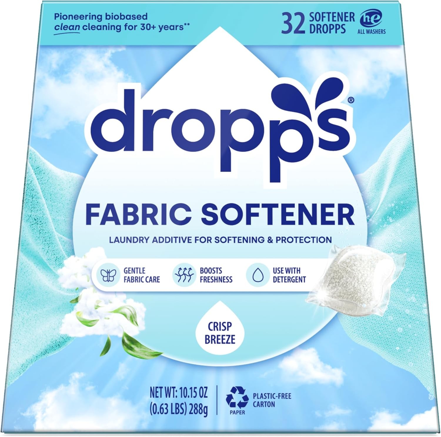 Fabric Softener Pods Crisp Breeze 64 Count Laundry Softener For Soft & Fluffy