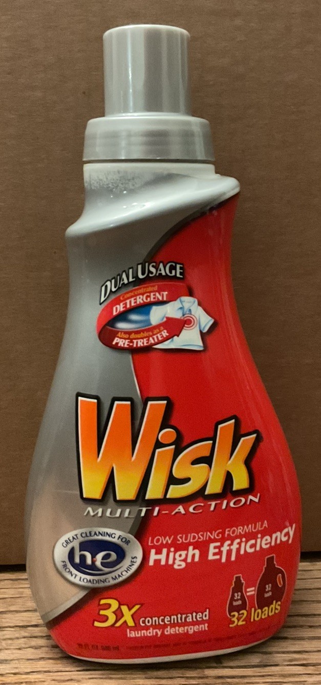 Wisk Multi-Action 3X Concentrated Low Sudsing Formula HE Laundry Detergent ~ NOS