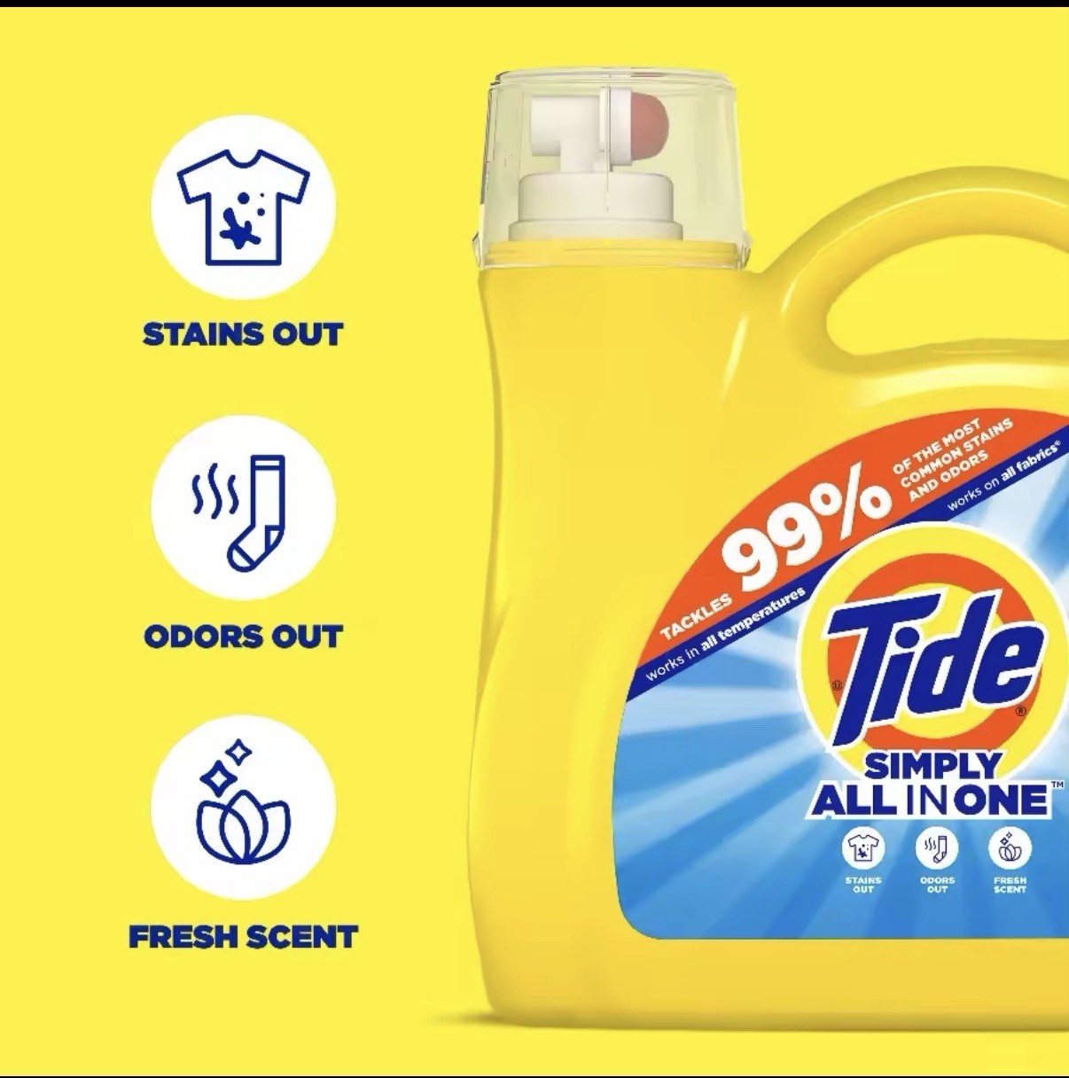 Tide Simply Laundry Detergent Liquid All-In-one Refreshing Breeze Scent 117 Flop