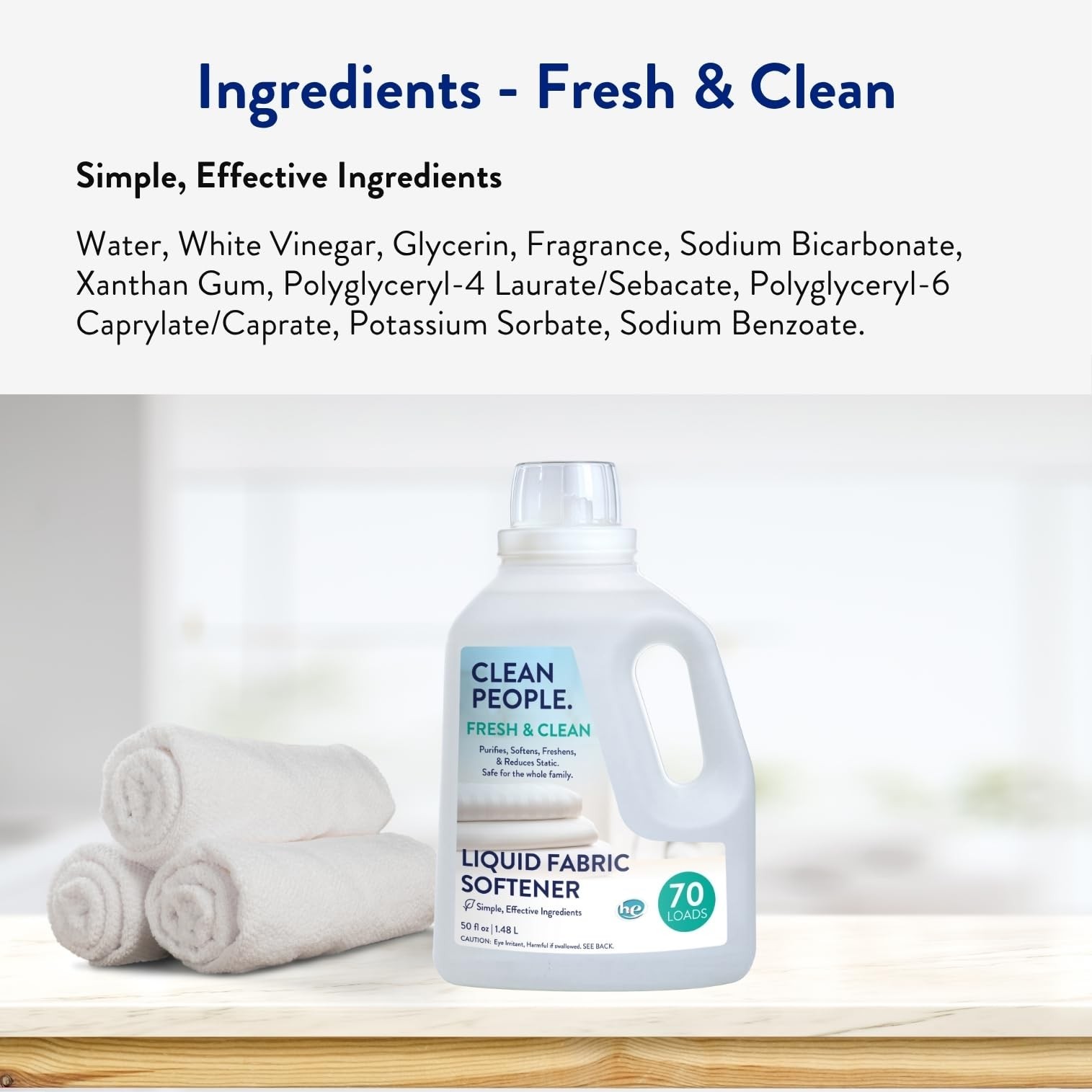 Eco-Friendly Liquid Fabric Softener – Plant-Based, Vegan, Fresh Scent – 100 fl o