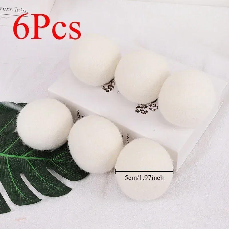 6 Wool Dryer Balls XL Organic Wool Natural Laundry Fabric Softener Antistatic