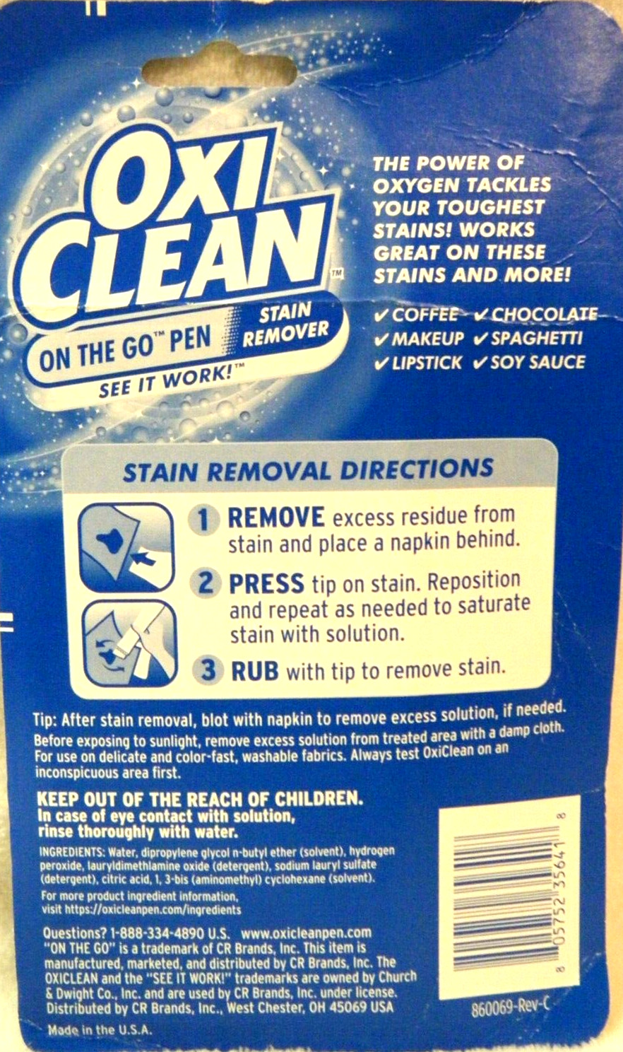 OxiClean On The Go Pen Stain Remover 3 Pack Clothes Fabric Instant NEW FREE SHIP