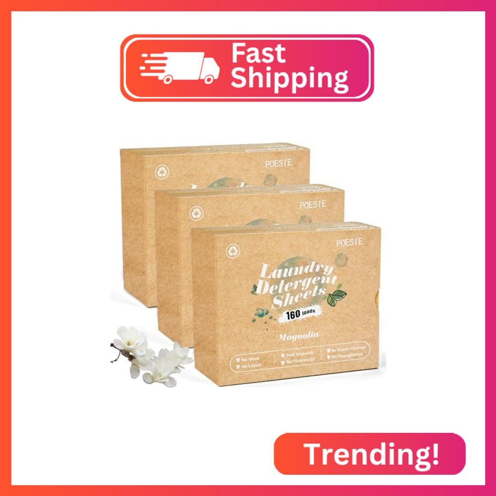 Poesie Laundry Detergent Sheets Magnolia Scent 3 Pack 480 Strips Liquid Less Eff