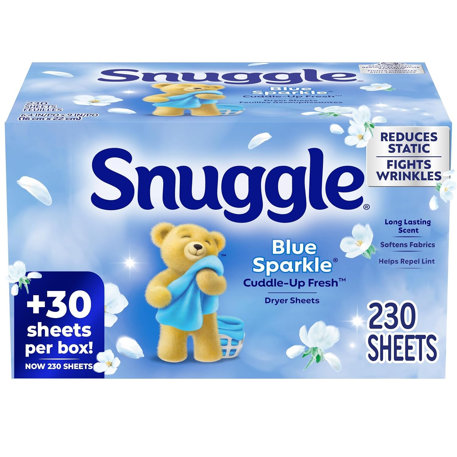 Blue Sparkle Dryer Sheets 230 Count Long Lasting Fresh Scent