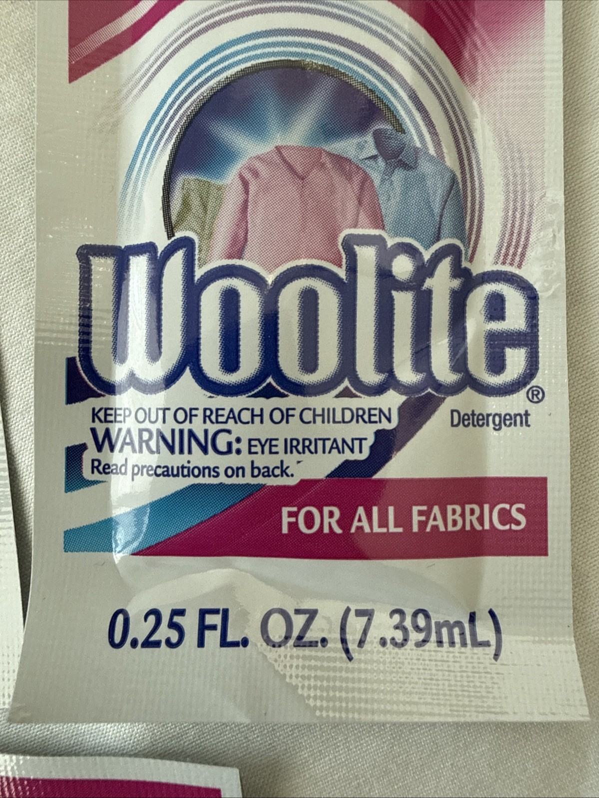 Woolite Original Set of 5 Travel Packs Laundry Detergent .25 fl oz