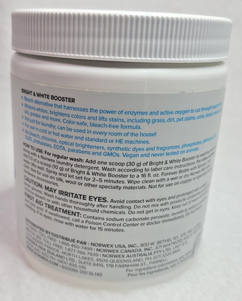 Norwex Bright & White Laundry + Home Booster 500g 17.6 oz Oxygen Enzymes New
