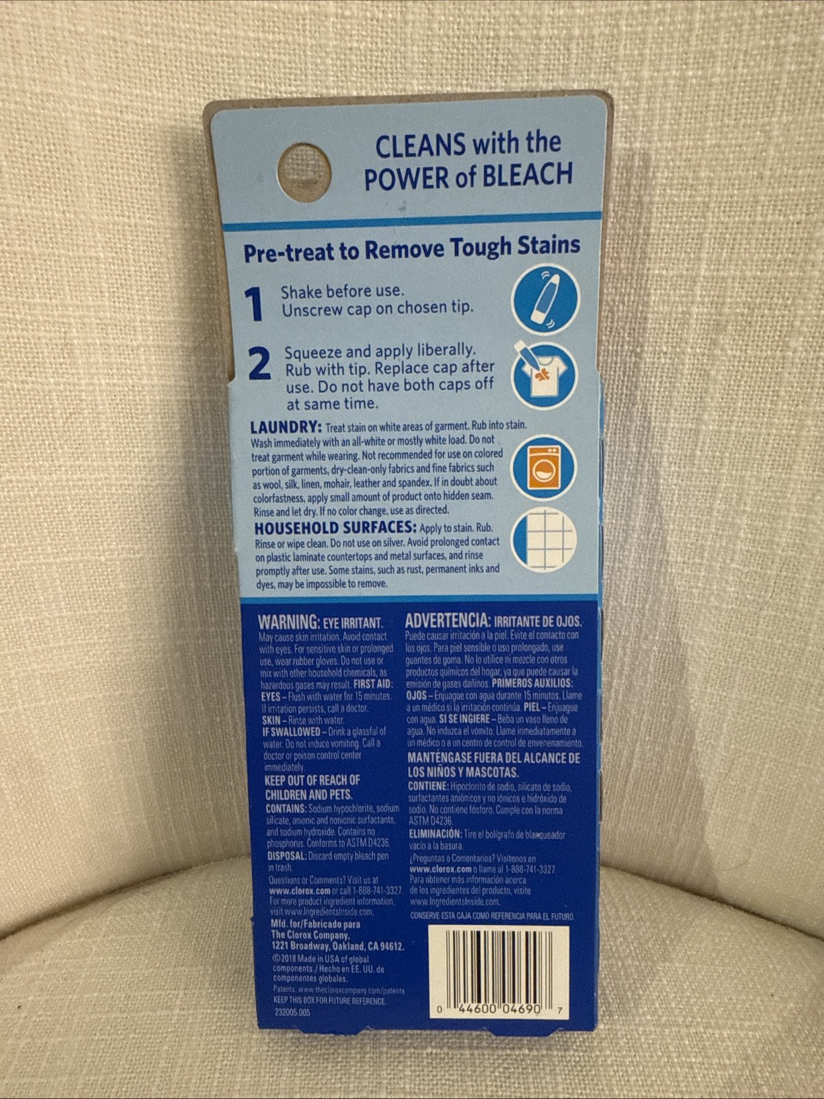 NEW Clorox Zero Splash Bleach Pen Precise Application, 2 oz + Open Pen