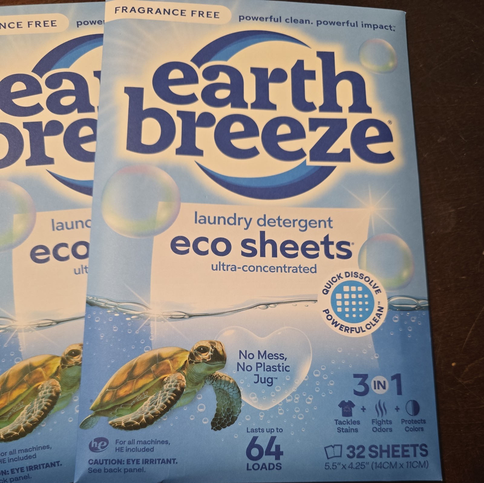 5 Earth Breeze FRAG FREE Laundry Detergent Sheets 32 Ct sheets 64 loads (C025)