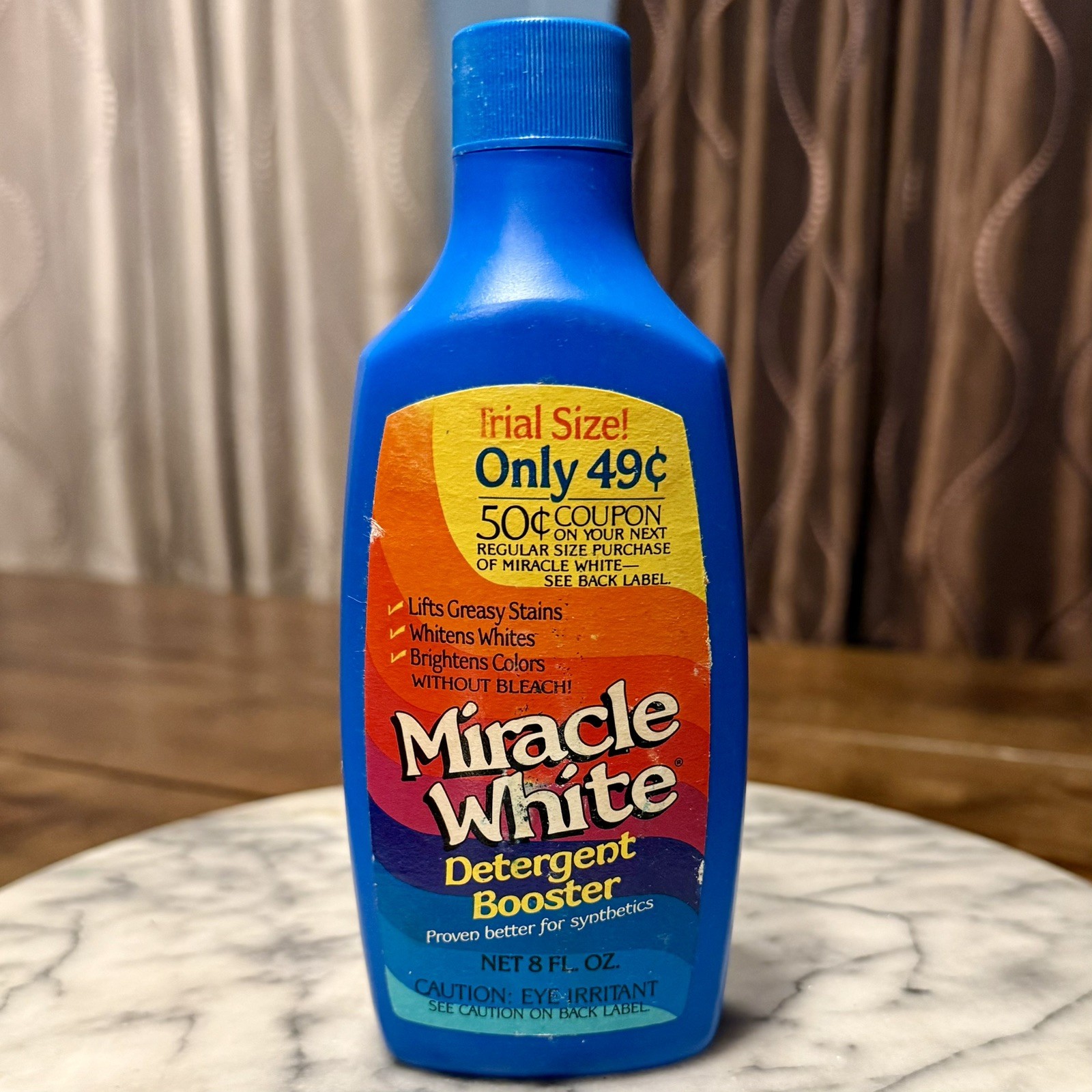 FULL Vintage 1970s 1980s MIRACLE WHITE Liquid Laundry Detergent Booster 8fl oz