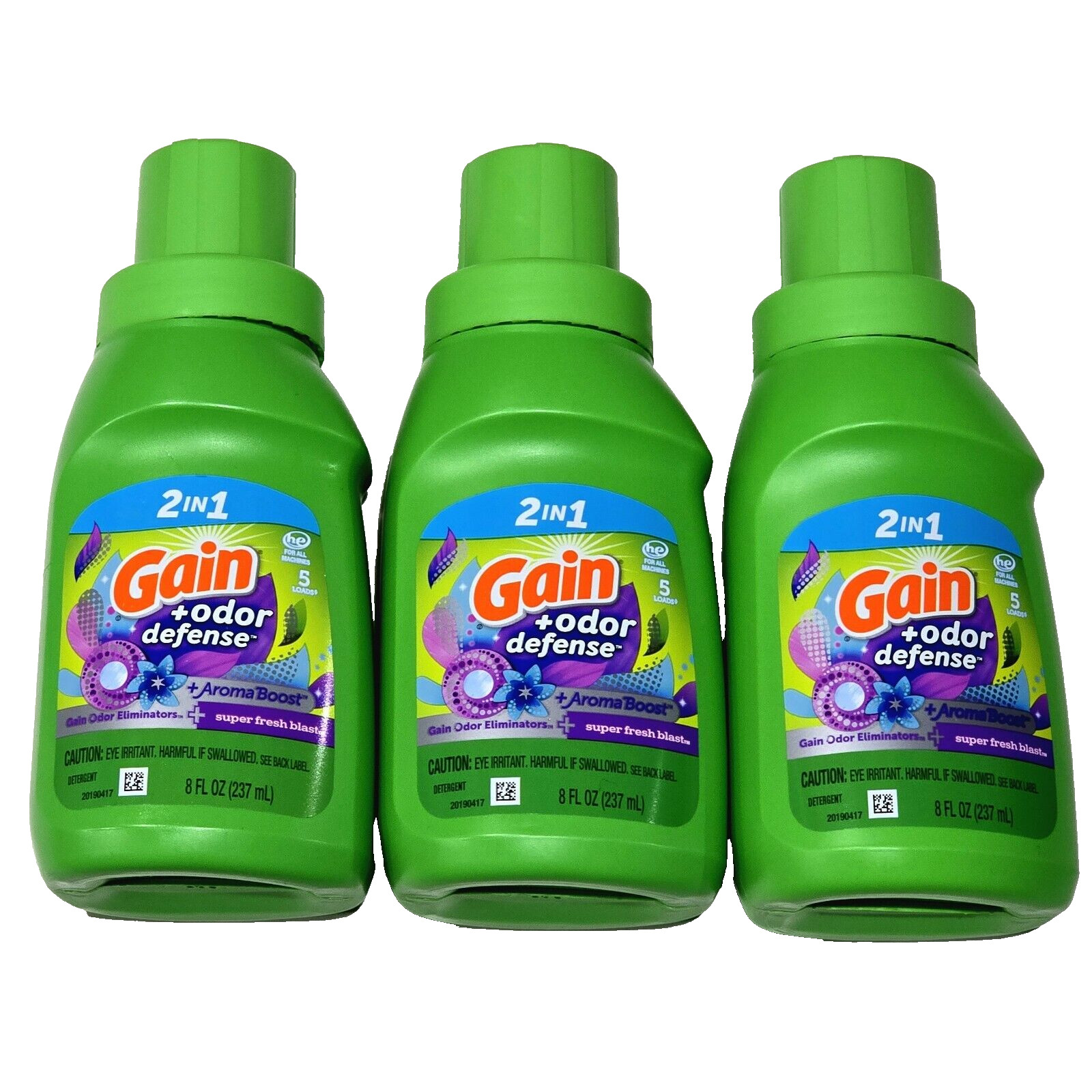 3 Pack Gain Odor Defense Aroma Boost Super Fresh Blast 8oz Laundry Detergent