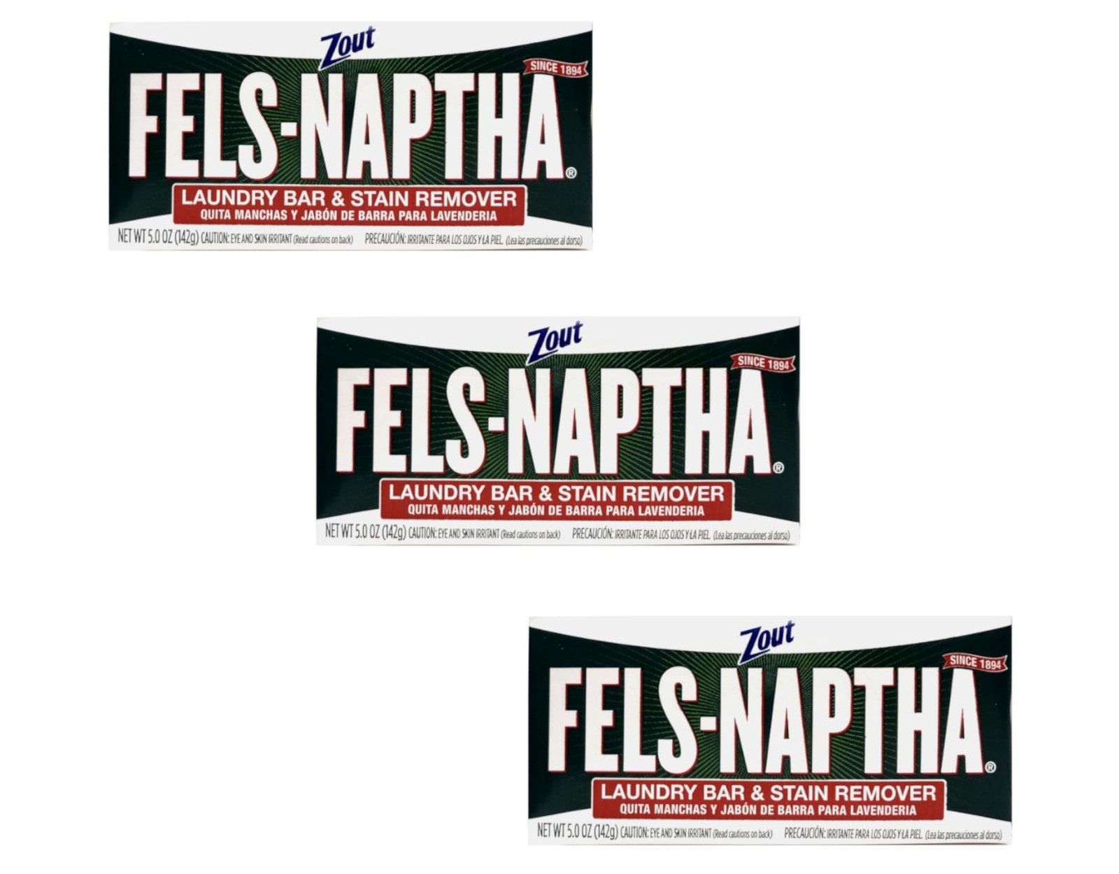 Fels Naptha Laundry Bar and Stain Remover, 5 Ounce 1.67 (Pack of 3)