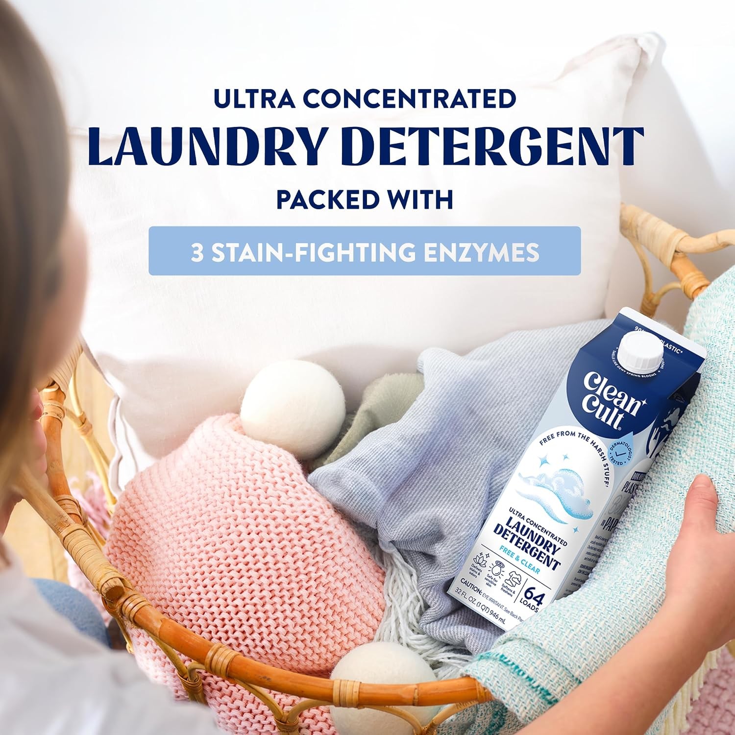 Ultra Concentrated Liquid Laundry Detergent Soap, 64 loads (32 oz), 90% Less Pla