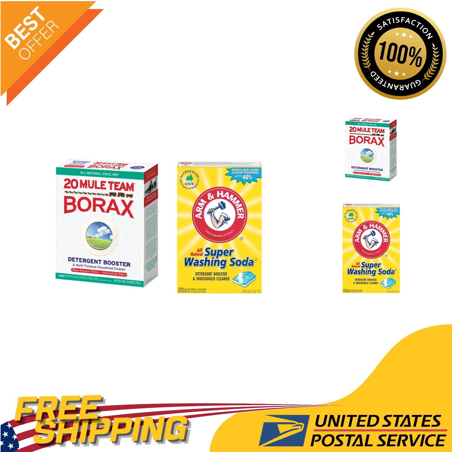 Powerful All-Natural Laundry Booster & Cleaner – 120 Oz Variety Pack, Unscented