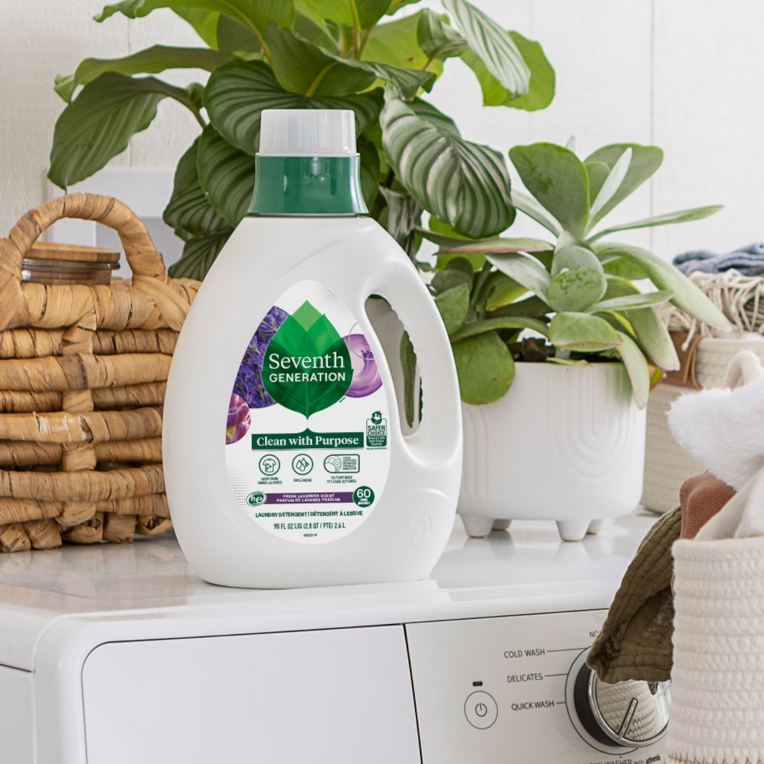 (2 Pack) Seventh Generation Lavender Liquid Laundry Detergent 90oz 60 Loads