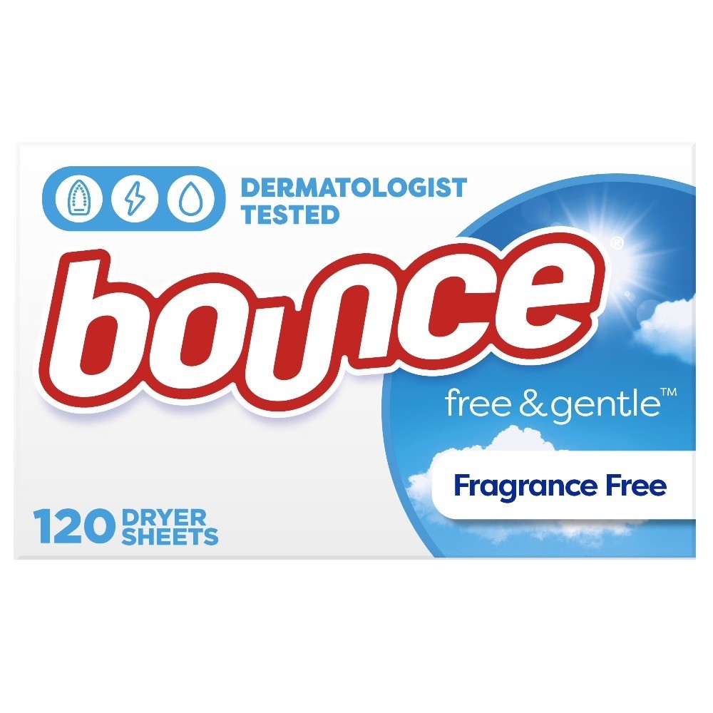 Unscented Free and Gentle Fabric Softener Dryer Sheets, 120 Count