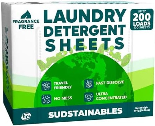 Sudstainables Laundry Detergent Sheets 200 Loads – Dissolvable Laundry Sheet …