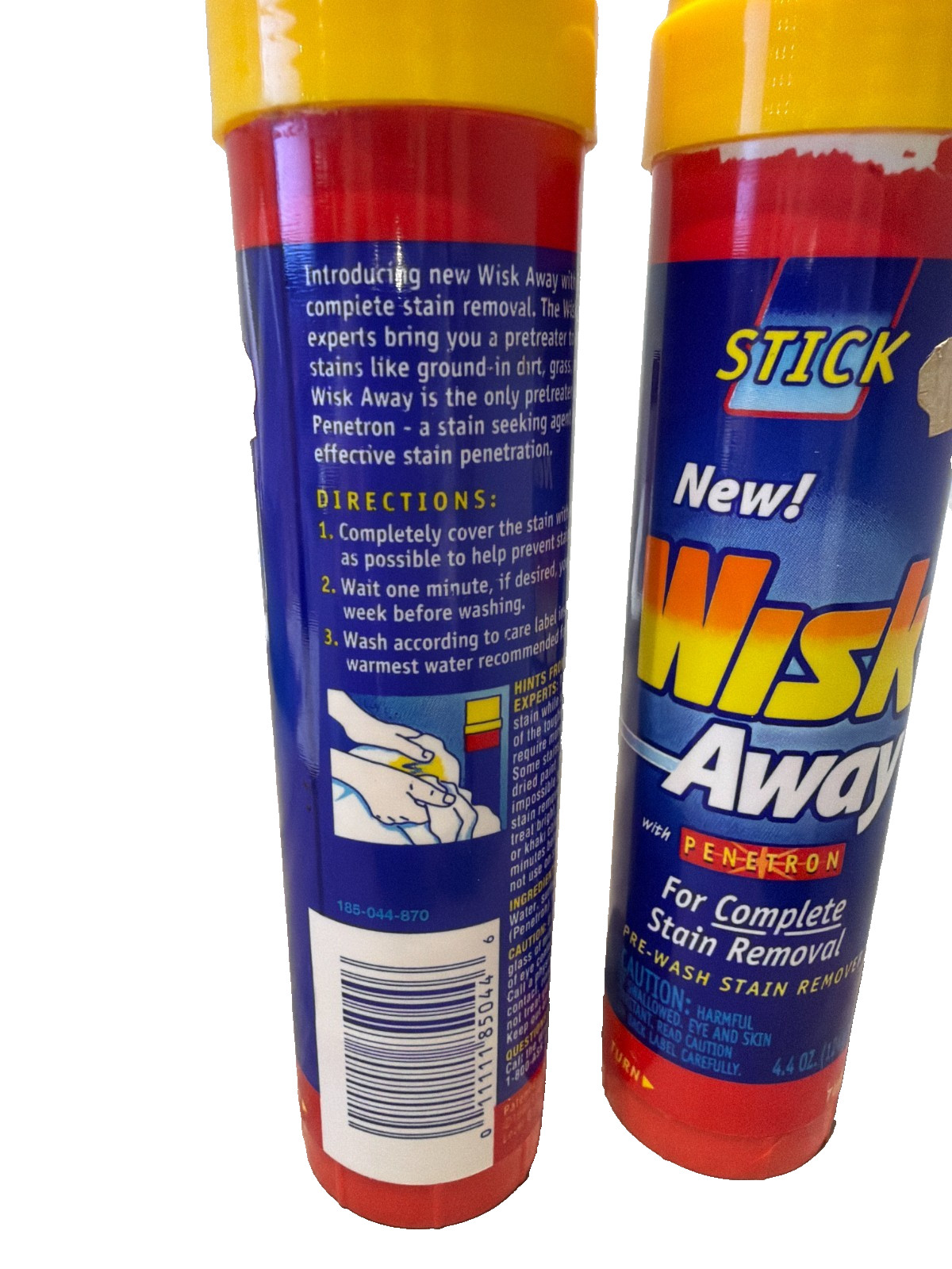 (2) Wisk Away Laundry Stick Complete Stain Removal Laundry Pre-wash 4.4 oz
