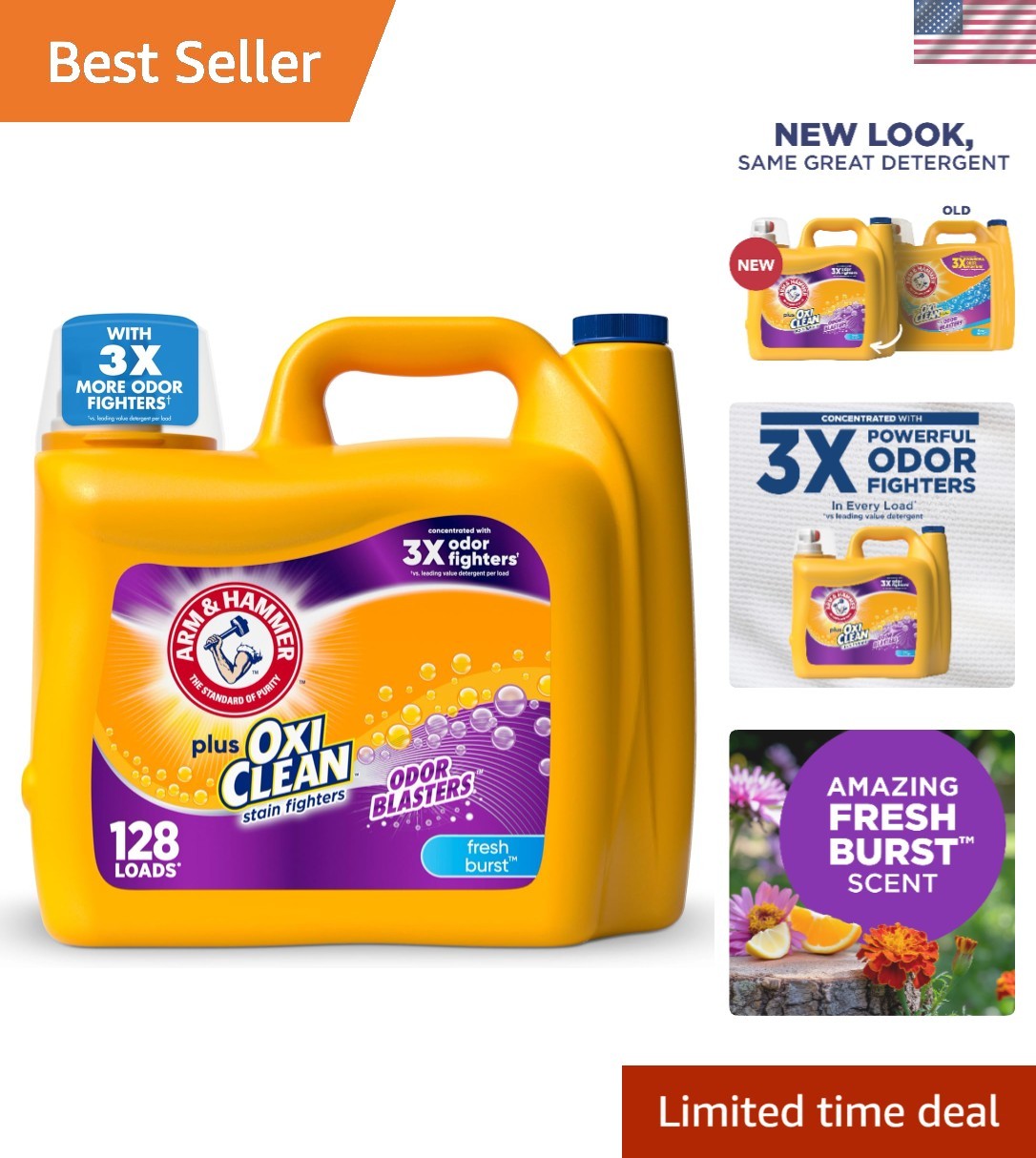 Triple-Power Plus OxiClean Laundry Detergent, 166.5 Fl Oz – Odor & Stain Remover
