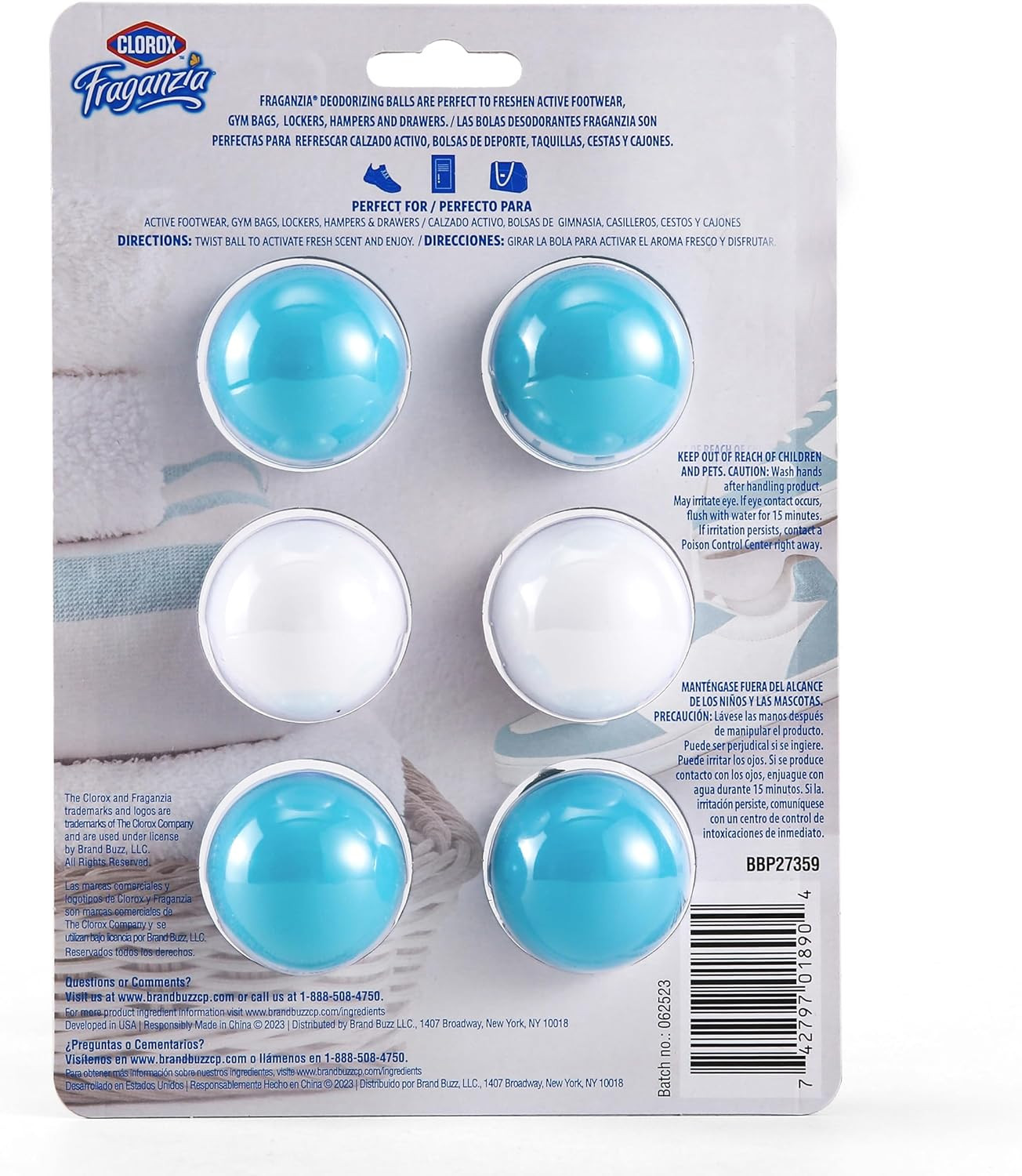 Fraganzia Deodorizing Balls in Fresh Ocean Breeze, 6Pk – No-Plug, Battery-Free A