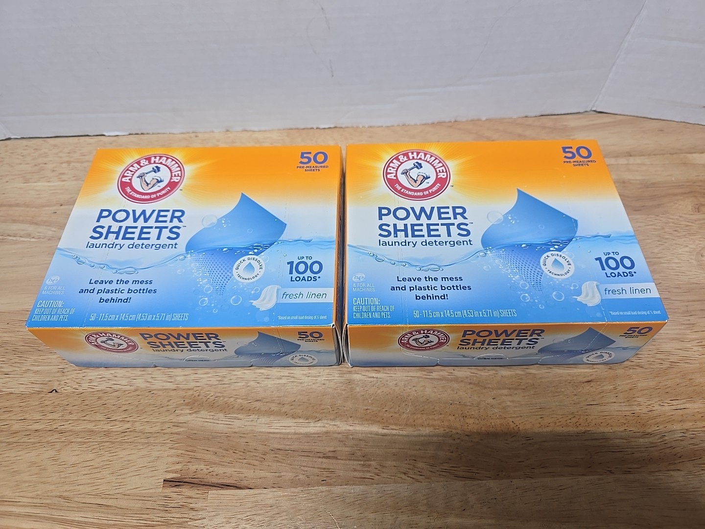 2x Arm & Hammer Power Sheets 50 Pk Laundry Detergent 100-Loads Fresh Linen NEW
