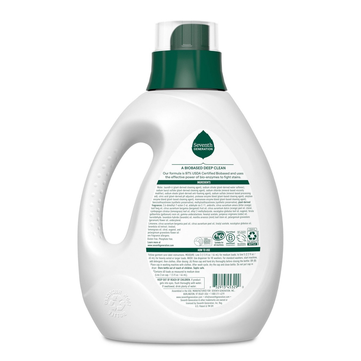 Seventh Generation Liquid Laundry Detergent 60 Loads – Fresh Scent – 90oz
