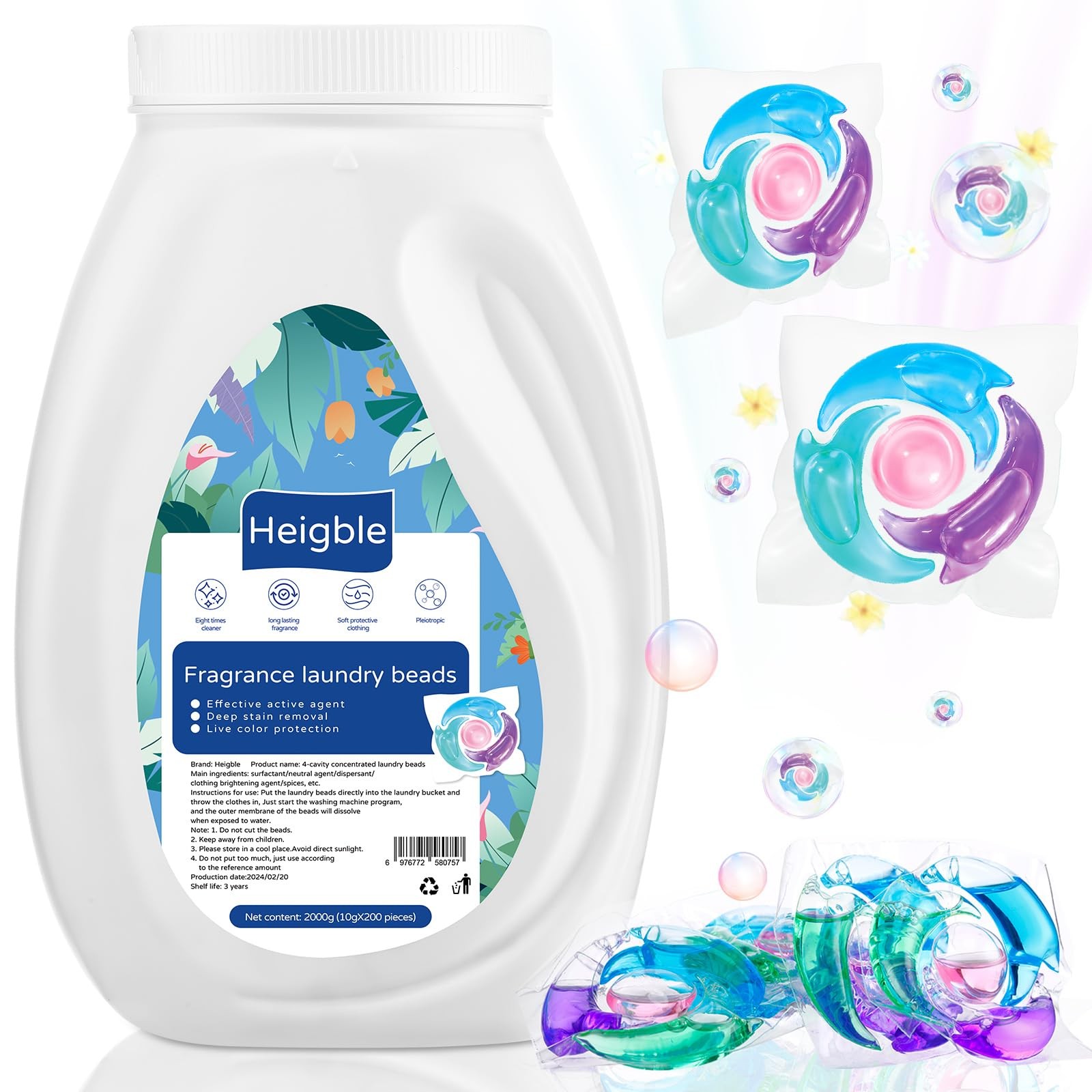 200 Count Laundry Detergent Pods Bulk 4 in 1 Washing Machine Detergent Pods U…