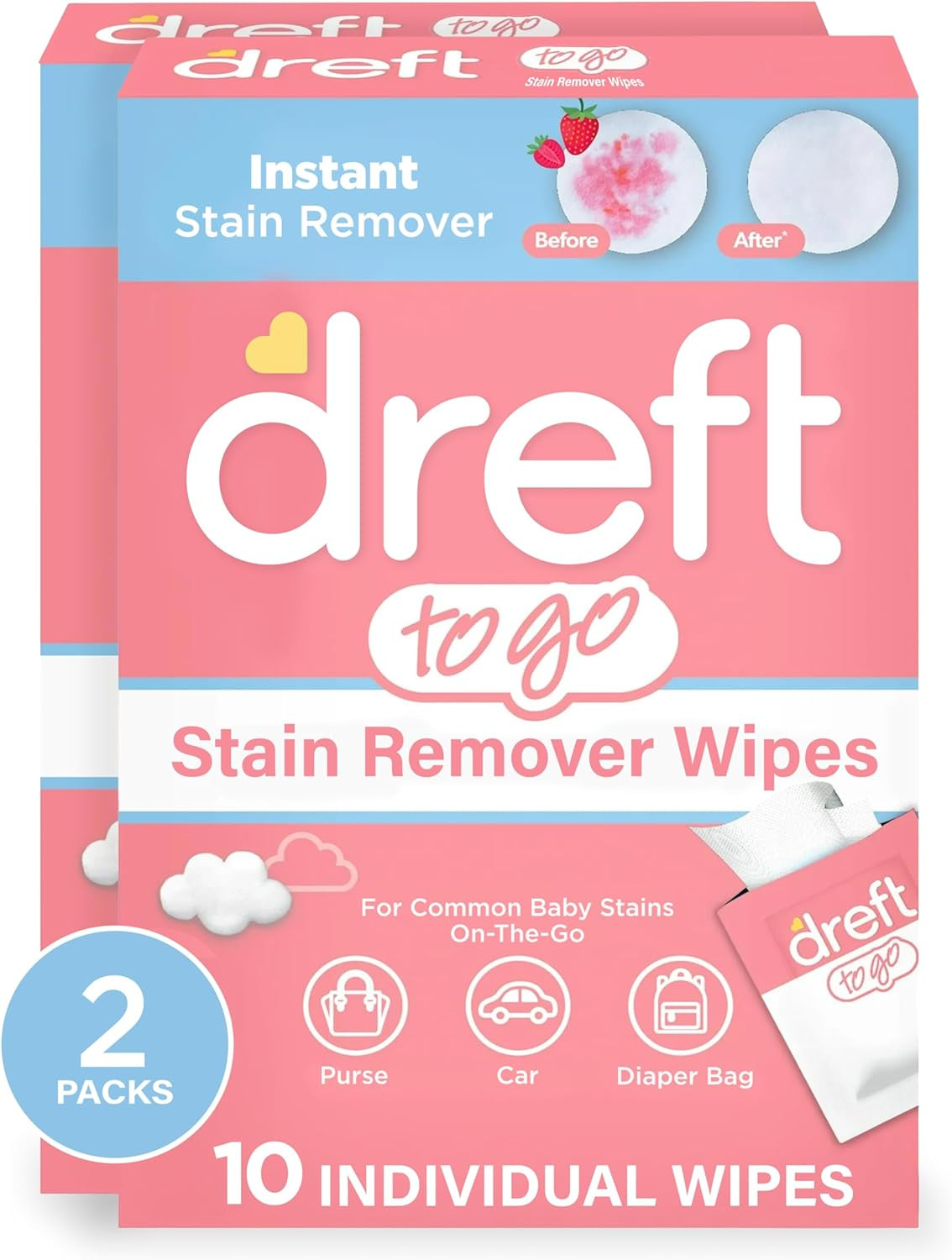 Stain Remover Wipes for Baby Clothes – Travel Size Stain Remover, Individually W