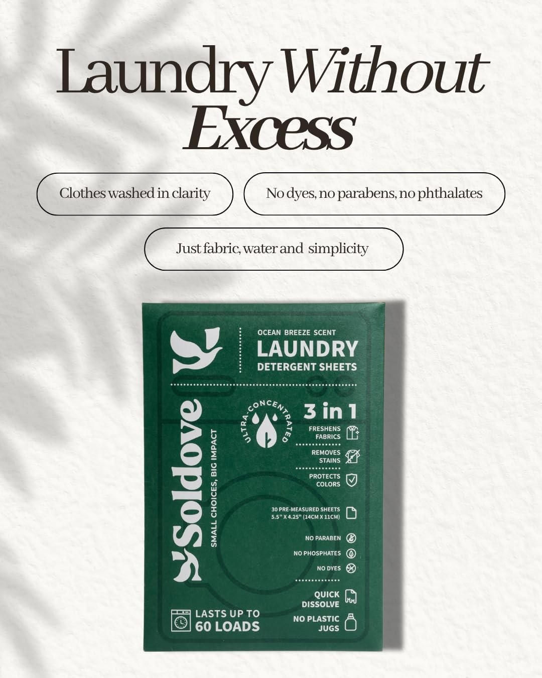 High Efficiency Paraben Free Laundry Detergent Sheets Ocean Breeze 30 PCS