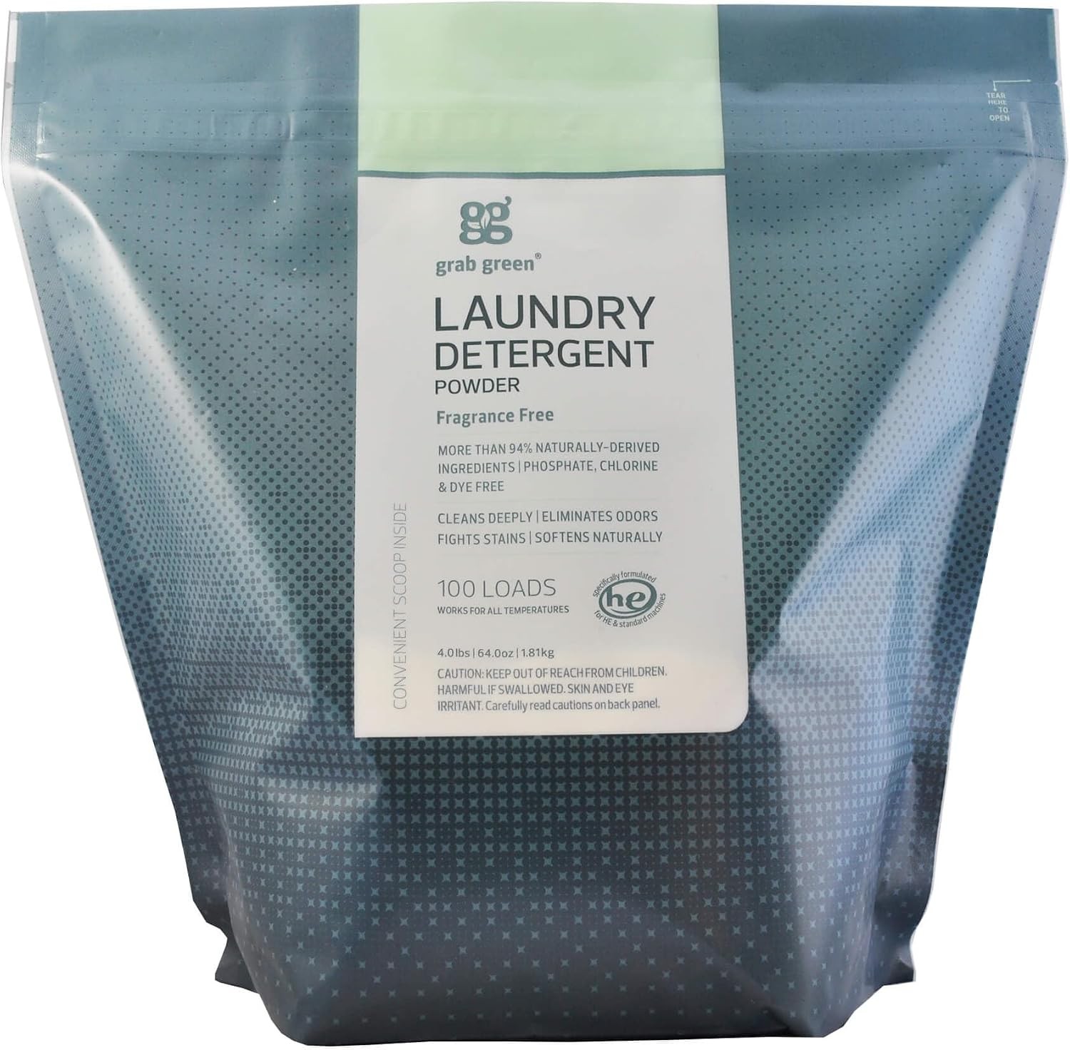 3-in-1 Laundry Detergent Powder 4 lbs 100 Loads Unscented Plant & Mineral-Based;