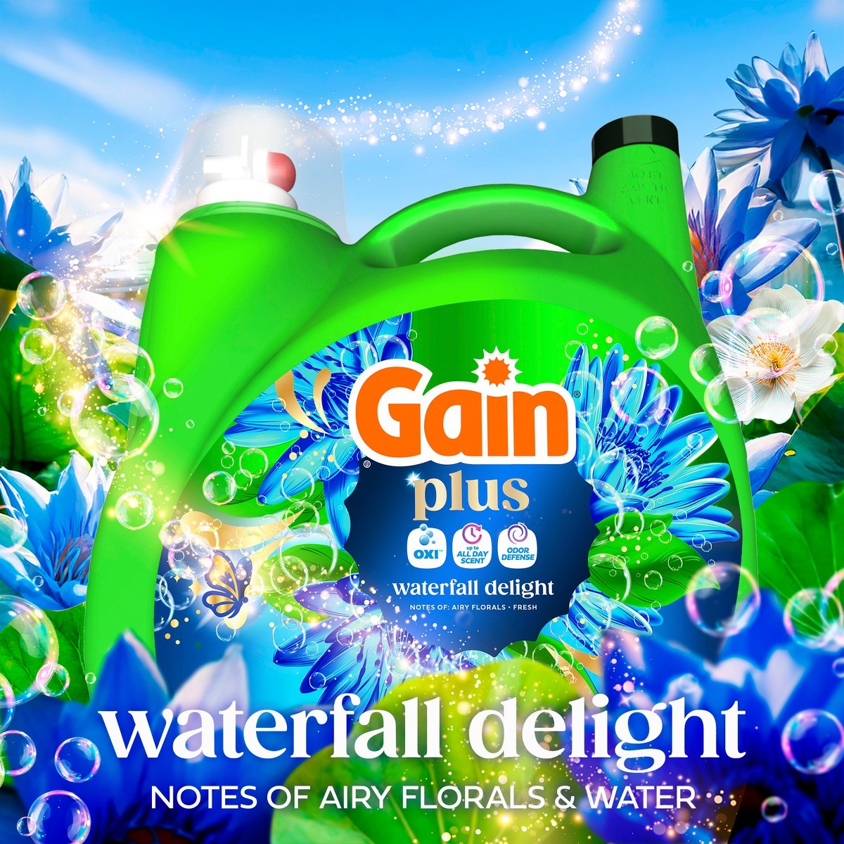 Gain Waterfall Delight Plus Liquid Laundry Detergents 129 Loads – 170oz
