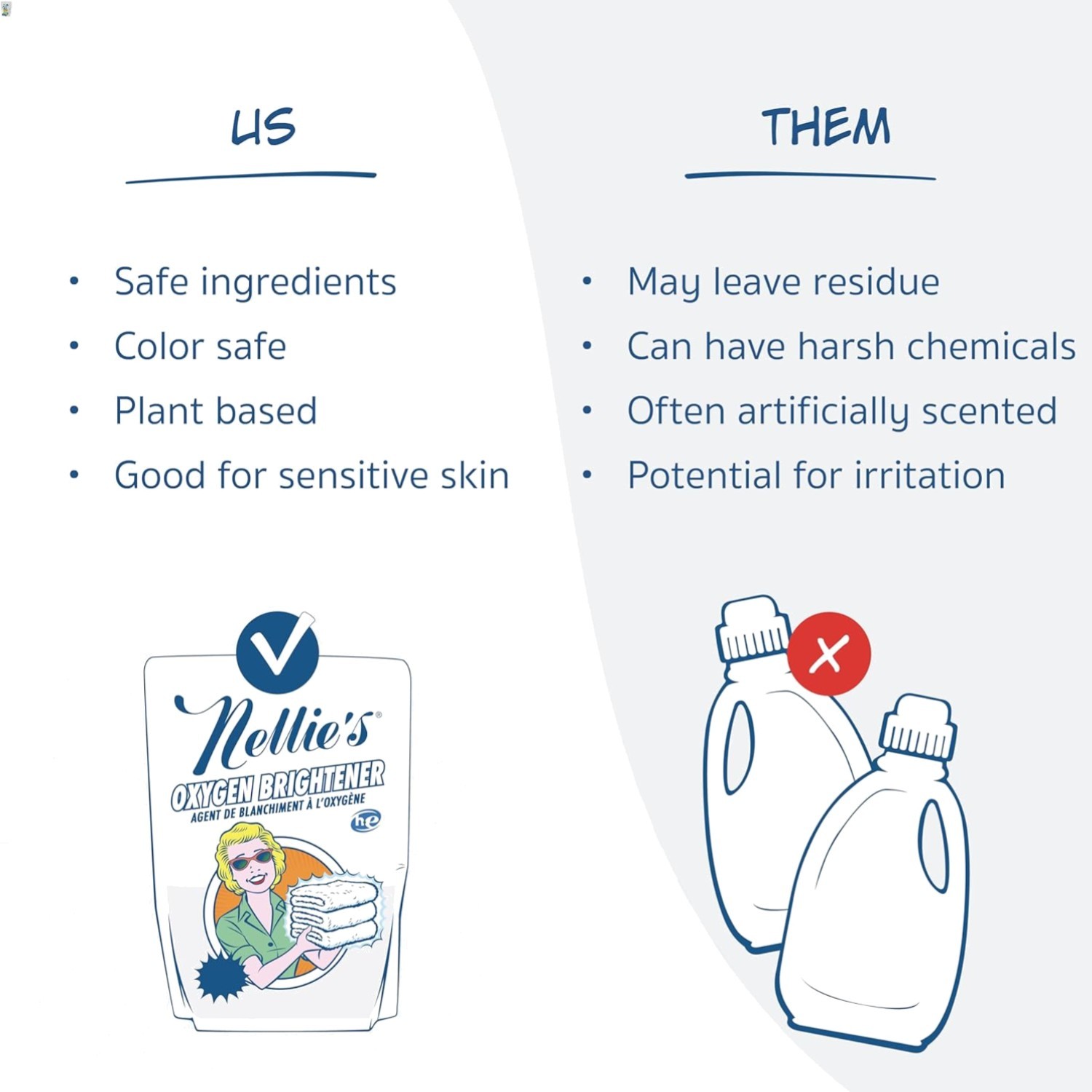 Nellie’s Oxygen Brightener – 50 Scoops Powder Stain Remover for Brighter Laundry