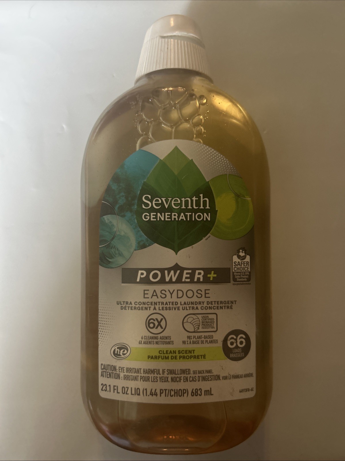 Seventh Generation Easydose Power+ Ultra Laundry Detergent, Clean, 23.1 fl oz