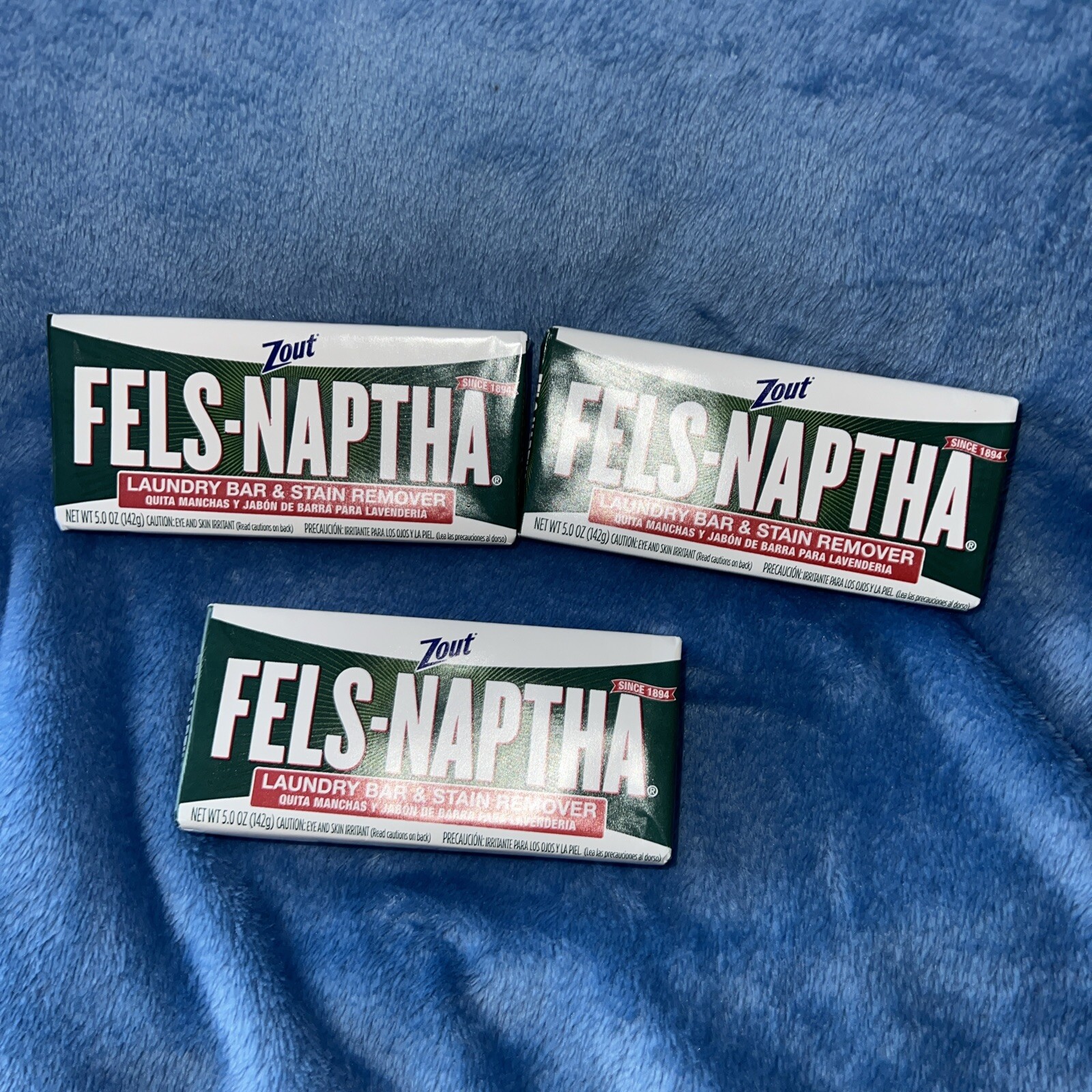 Fels Naptha Laundry Bar and Stain Remover, 5 Ounce, 3 Packs! Free Shipping