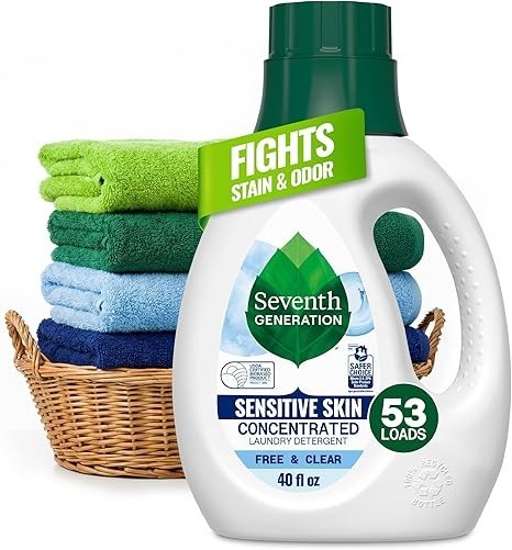 Concentrated Laundry Detergent Liquid Free & Clear Fragrance Free 40 oz