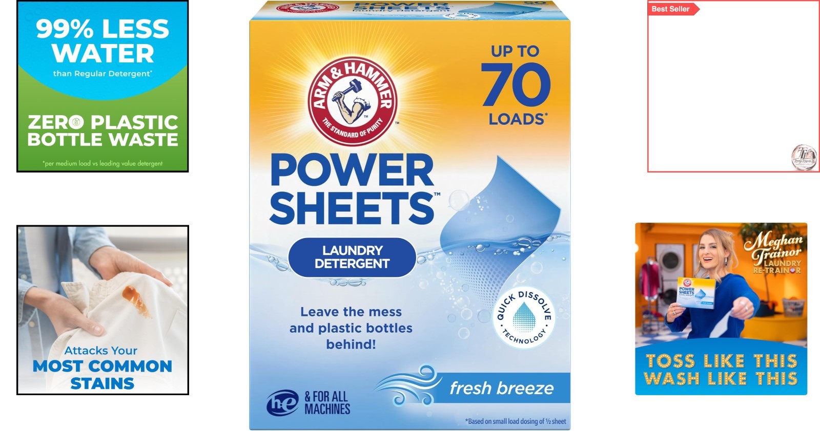 Power Sheets Fresh Breeze Eco-Friendly Laundry Detergent Sheets