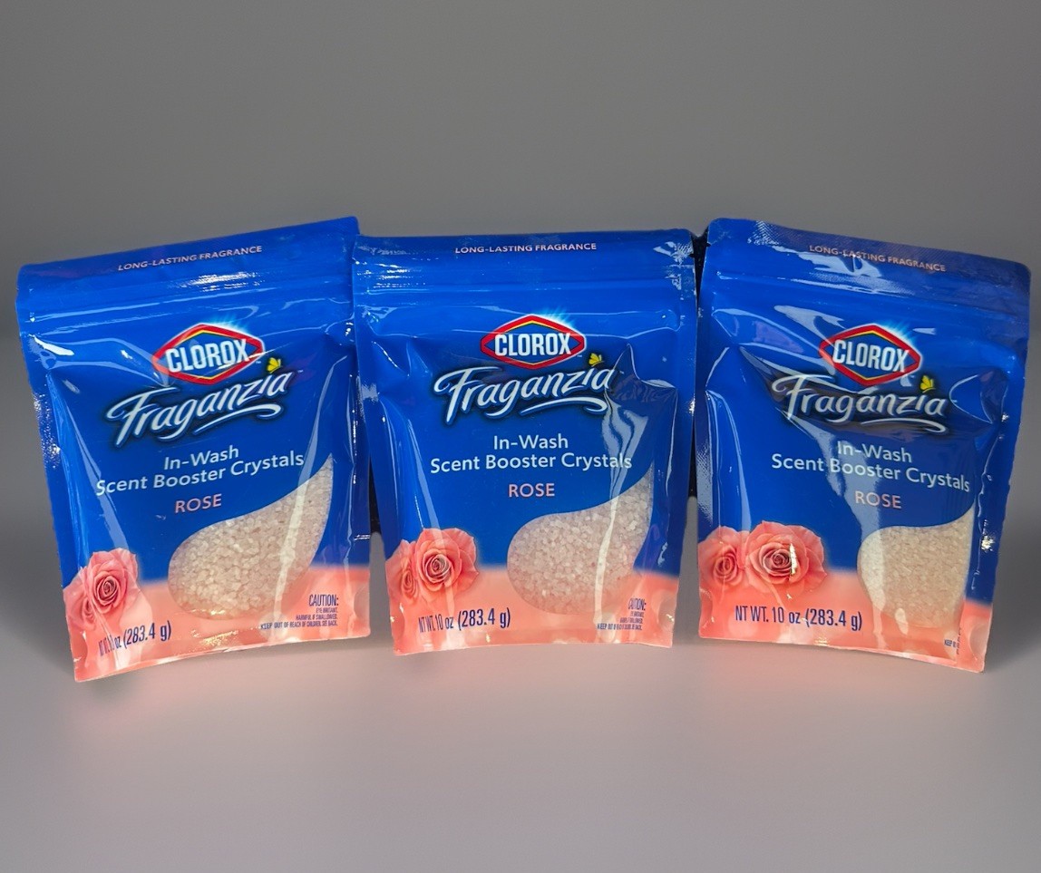 3x Clorox Fraganzia ROSE In Wash Scent Booster Crystals 10oz Ea