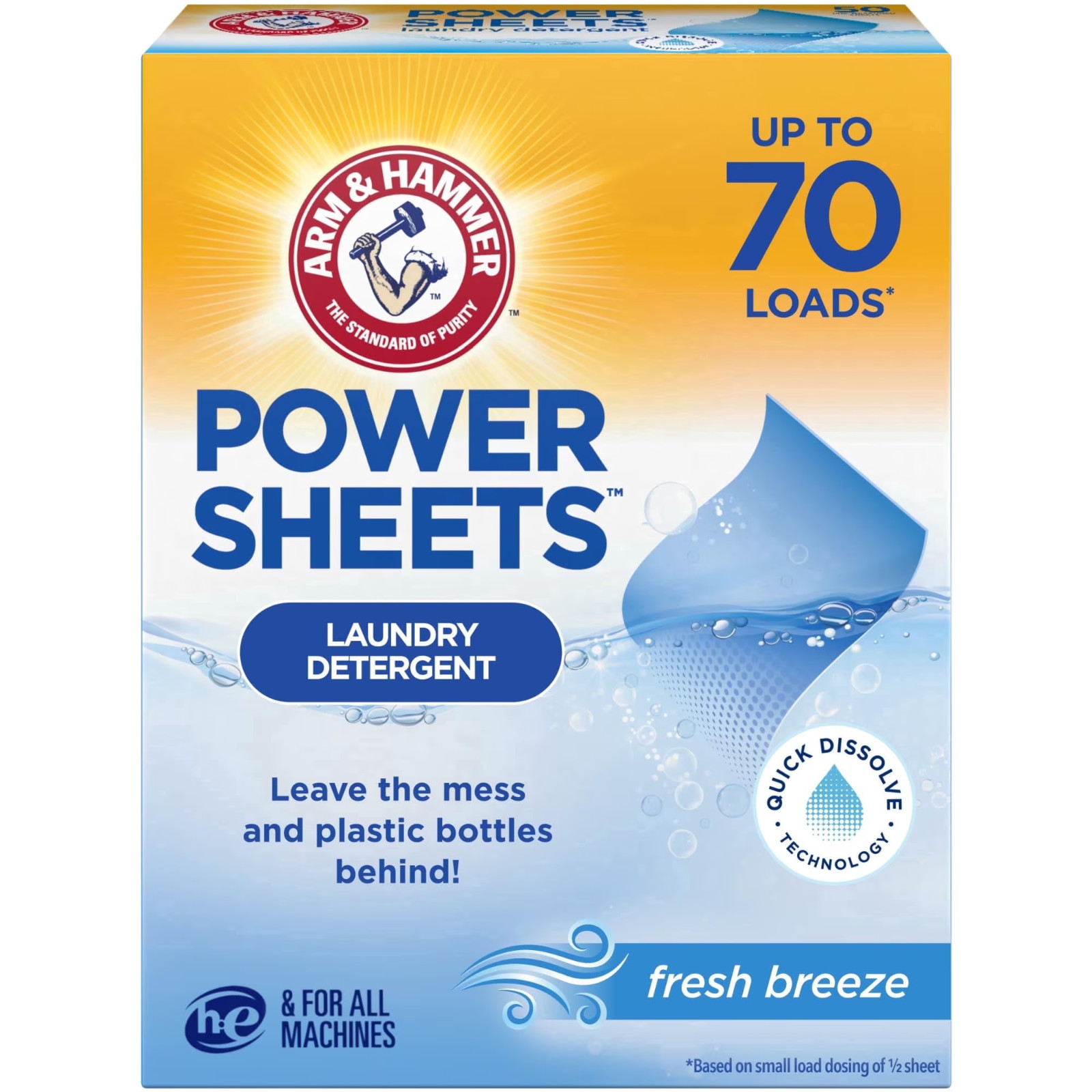 Arm & Hammer Laundry Detergent Power Sheets Fresh Breeze 35ct